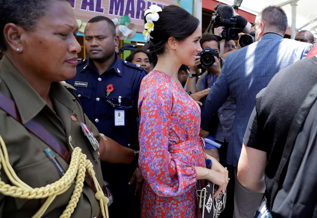 Meghan, Duchess of Sussex, visits a market in Suva, Fiji, Wednesday, Oct. 24, 2018. Kirsty Wigglesworth/Pool via REUTERS