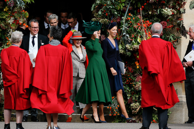 Pippa Matthews (Middleton), sister of Britain's Catherine, Duchess of Cambridge, leaves after attending the wedding of Britain's Princess Eugenie of York and Jack Brooksbank at St George's Chapel, Windsor Castle, in Windsor, Britain, October 12, 2018. Adrian Dennis/Pool via REUTERS
