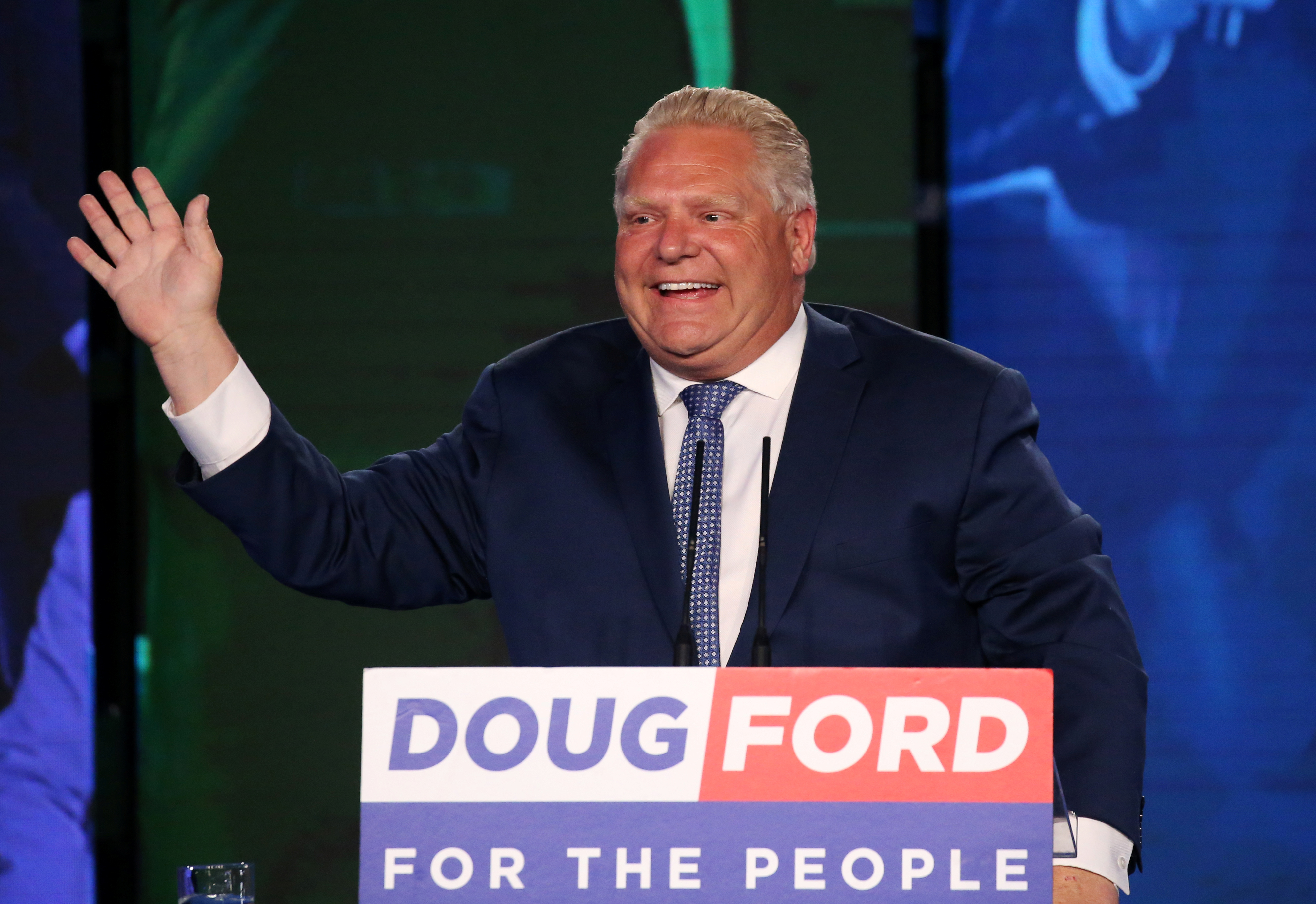 Progressive Conservative (PC) leader Doug Ford attends his election night party following the provincial election in Toronto
