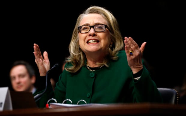 U.S. Secretary of State Hillary Clinton responds forcefully to intense questioning on the September attacks on U.S. diplomatic sites in Benghazi, Libya, during a Senate Foreign Relations Committee hearing on Capitol Hill in Washington January 23, 2013. REUTERS/Jason Reed 