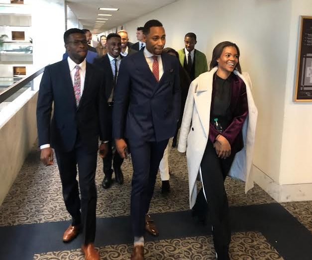 Candace Owens leads a group of African-American conservatives in the Hart Senate Office Building on Wednesday, Nov. 28