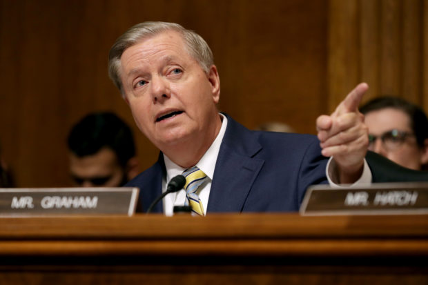 WASHINGTON, DC - SEPTEMBER 28: Senate Judiciary Committee member Sen. Lindsey Graham (R-SC) delivers remarks about Supreme Court nominee Judge Brett Kavanaugh during a mark up hearing in the Dirksen Senate Office Building on Capitol Hill September 28, 2018 in Washington, DC. The committee agreed to an additional week of investigation into accusations of sexual assault against Kavanaugh before the full Senate votes on his confirmation. A day earlier the committee heard from Kavanaugh and Christine Blasey Ford, a California professor who who has accused Kavnaugh of sexually assaulting her during a party in 1982 when they were high school students in suburban Maryland. (Photo by Chip Somodevilla/Getty Images)