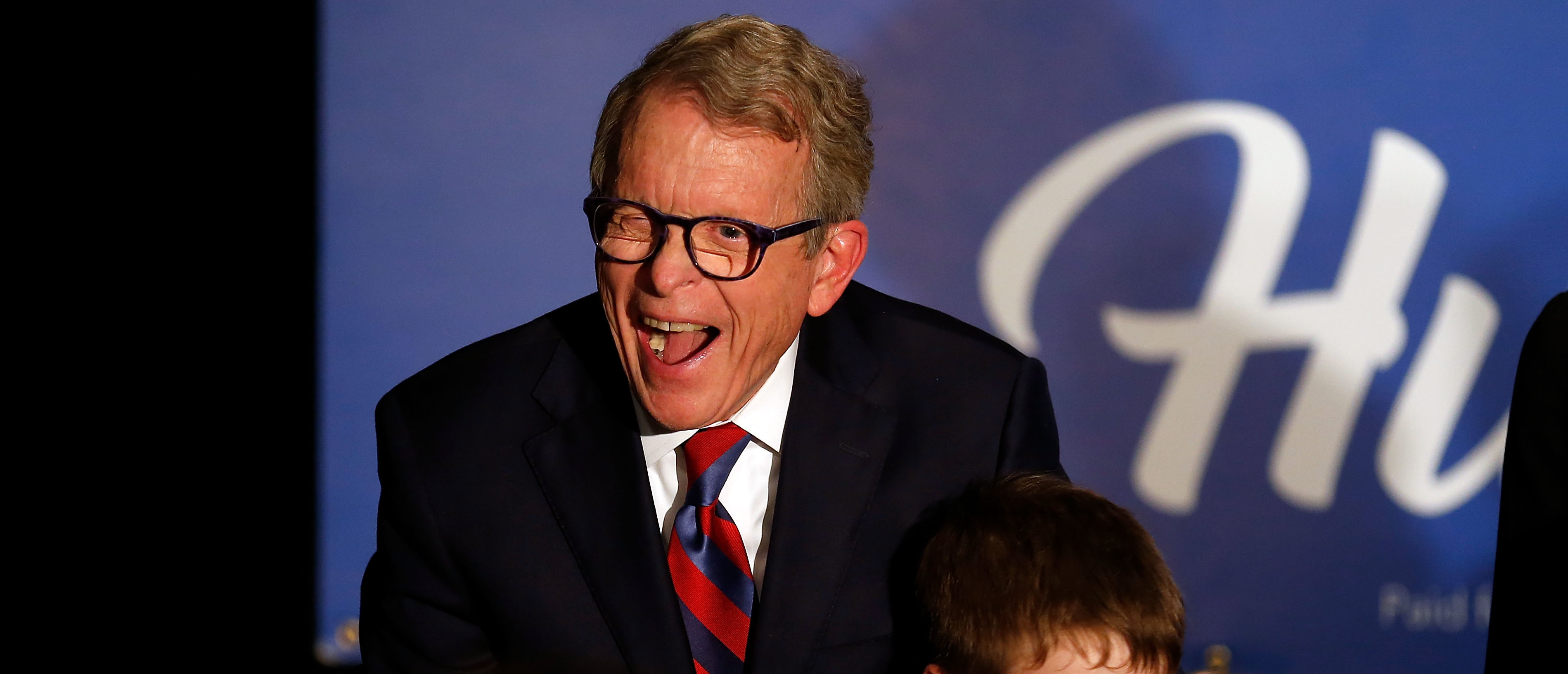 COLUMBUS, OH - NOVEMBER 02: Republican Gubernatorial Candidate Ohio Attorney General Mike DeWine stands on stage with one of his grandchildren after making a late pitch to supporters during a campaign event at the Boat House at Confluence Park on November 2, 2018 in Columbus, Ohio. DeWine is running against former Ohio Attorney General and Democratic Gubernatorial Candidate Richard Cordray for the governorship of Ohio, currently held by Republican and 2016 Presidential candidate John Kasich, who has reached his term limit. (Photo by Kirk Irwin/Getty Images)