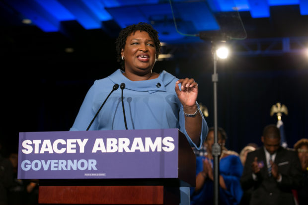 Democratic Gubernatorial candidate Stacey Abrams addresses supporters at an election watch party on November 6, 2018 in Atlanta, Georgia. Jessica McGowan/Getty Images