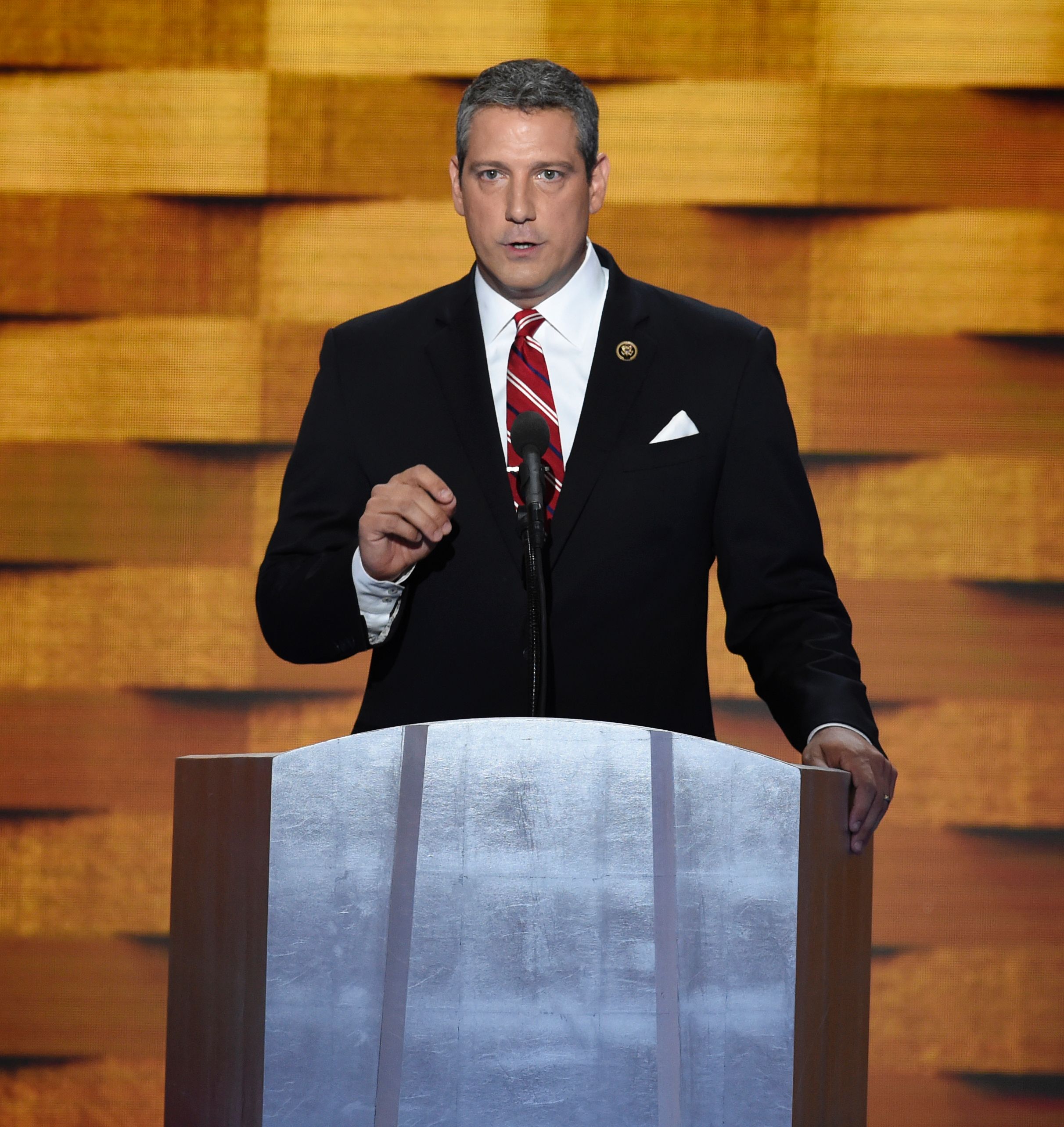 US Representative Tim Ryan of Ohio addresses delegates on fourth and final day of the Democratic National Convention at Wells Fargo Center on July 28, 2016 in Philadelphia, Pennsylvania. SAUL LOEB/AFP/Getty Images