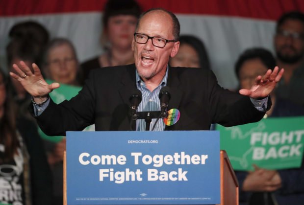 SALT LAKE CITY, UT - APRIL 21: DNC Chairman Tom Perez, speaks to a crowd of supporters at a Democratic unity rally at the Rail Event Center on April 21, 2017 in Salt Lake City, Utah. Sanders and Perez are holding several rallies around the country trying unify the Democratic party. (Photo by George Frey/Getty Images)