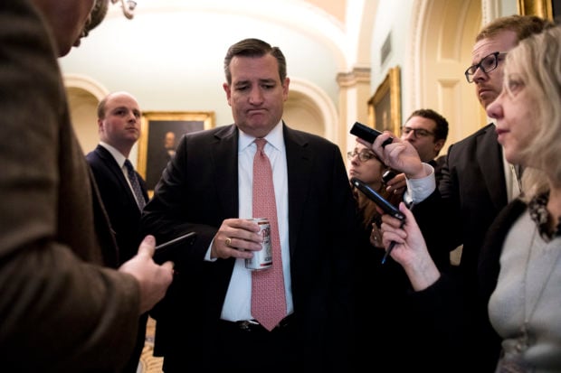 WASHINGTON, DC - JANUARY 19: Sen. Ted Cruz (R-TX) speaks with reporters at the U.S. Capitol January 19, 2018 in Washington, DC. A continuing resolution to fund the government has passed the House of Representatives but faces a stiff challenge in the Senate. (Photo by Aaron P. Bernstein/Getty Images)