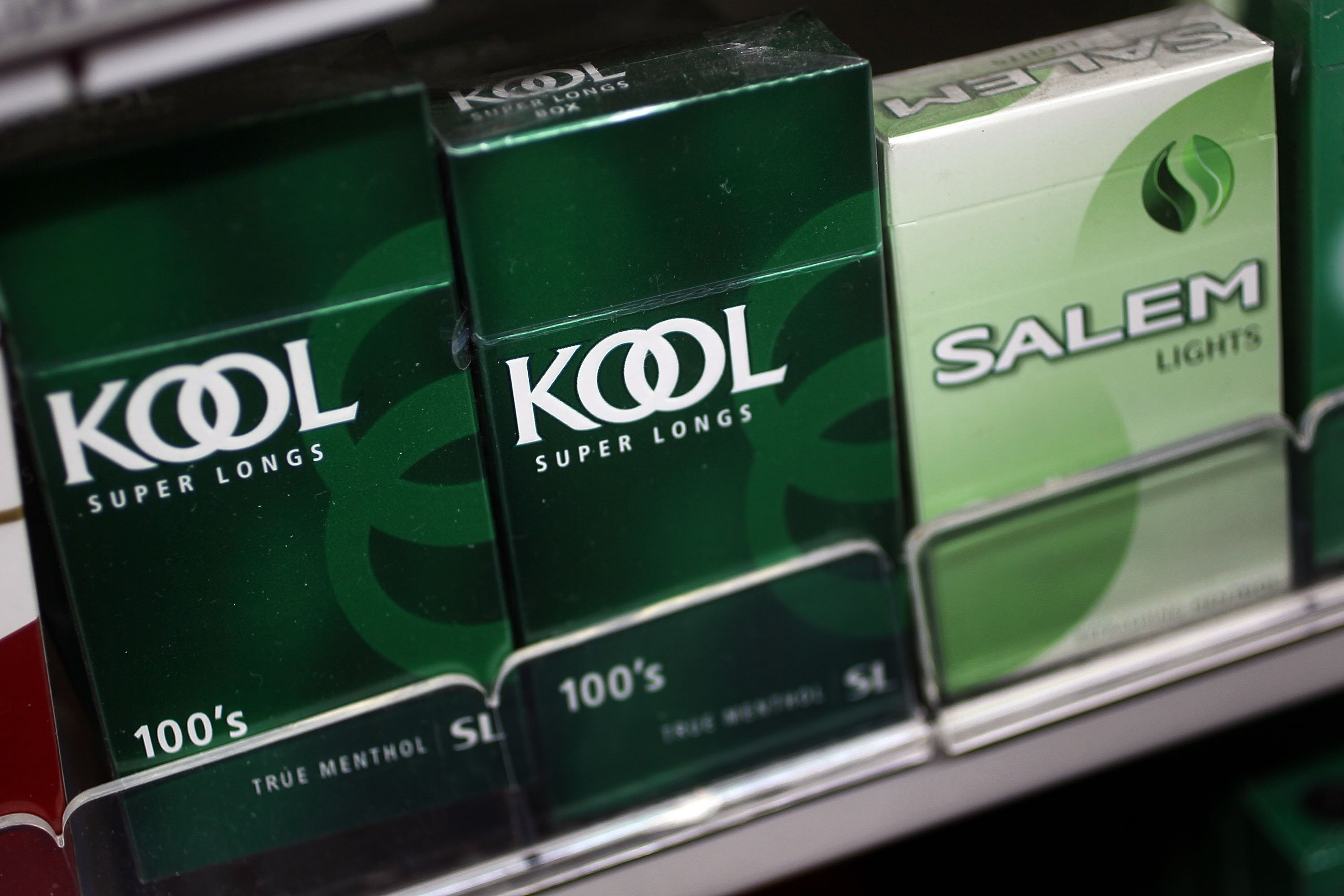 Menthol cigarettes are seen for sale on a shelf at a Quick Stop store on March 30, 2010 in Miami, Florida. Joe Raedle/Getty Images