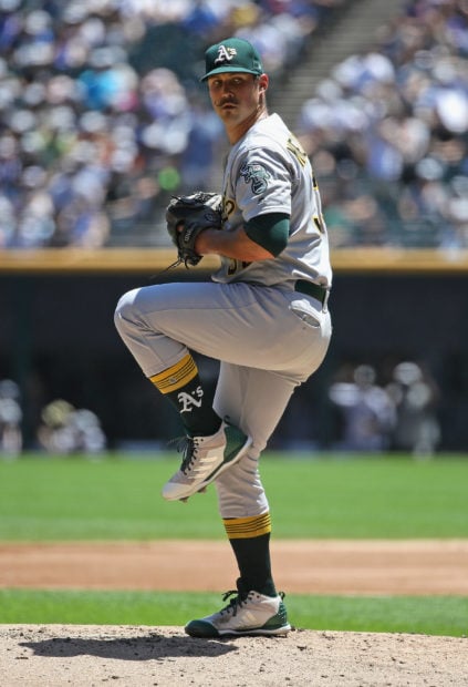 CHICAGO, IL - JUNE 23: Starting poitcher Daniel Mengden #33 of the Oakland Athletics delivers the ball against the Chicago White Sox at Guaranteed Rate Field on June 23, 2018 in Chicago, Illinois. (Photo by Jonathan Daniel/Getty Images)