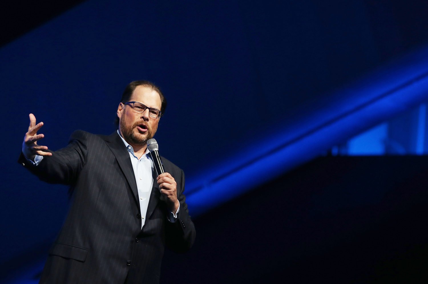 SAN FRANCISCO, CA - OCTOBER 14: Salesforce CEO Marc Benioff speaks during the 2014 DreamForce conference on October 14, 2014 in San Francisco, California. The annual Dreamforce conference runs through October 16. (Photo by Justin Sullivan/Getty Images)