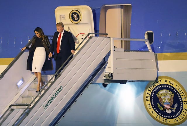 U.S. President Donald Trump and first lady Melania Trump arrive ahead of the G20 leaders summit in Buenos Aires, Argentina November 29, 2018. REUTERS/Martin Acosta