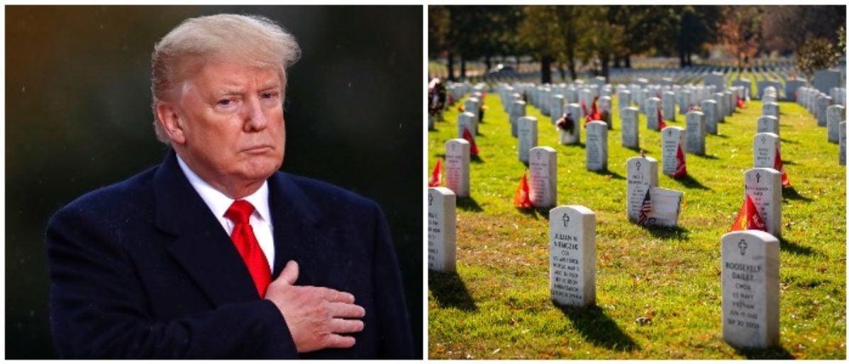 President Trump and Arlington National Cemetery (LEFT: CHRISTIAN HARTMANN/AFP/Getty Images RIGHT: Al Drago/Getty Images)