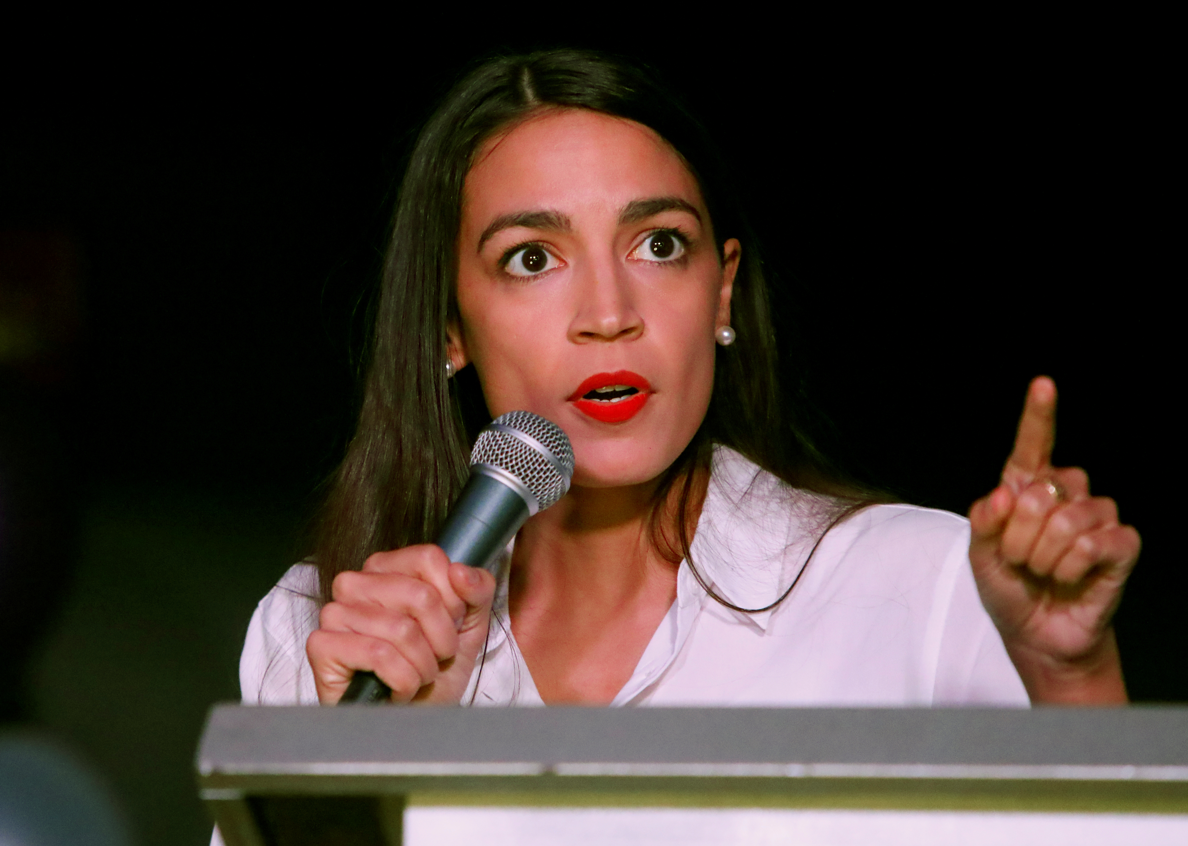 Democratic congressional candidate Alexandria Ocasio-Cortez speaks at her midterm election night party in New York City