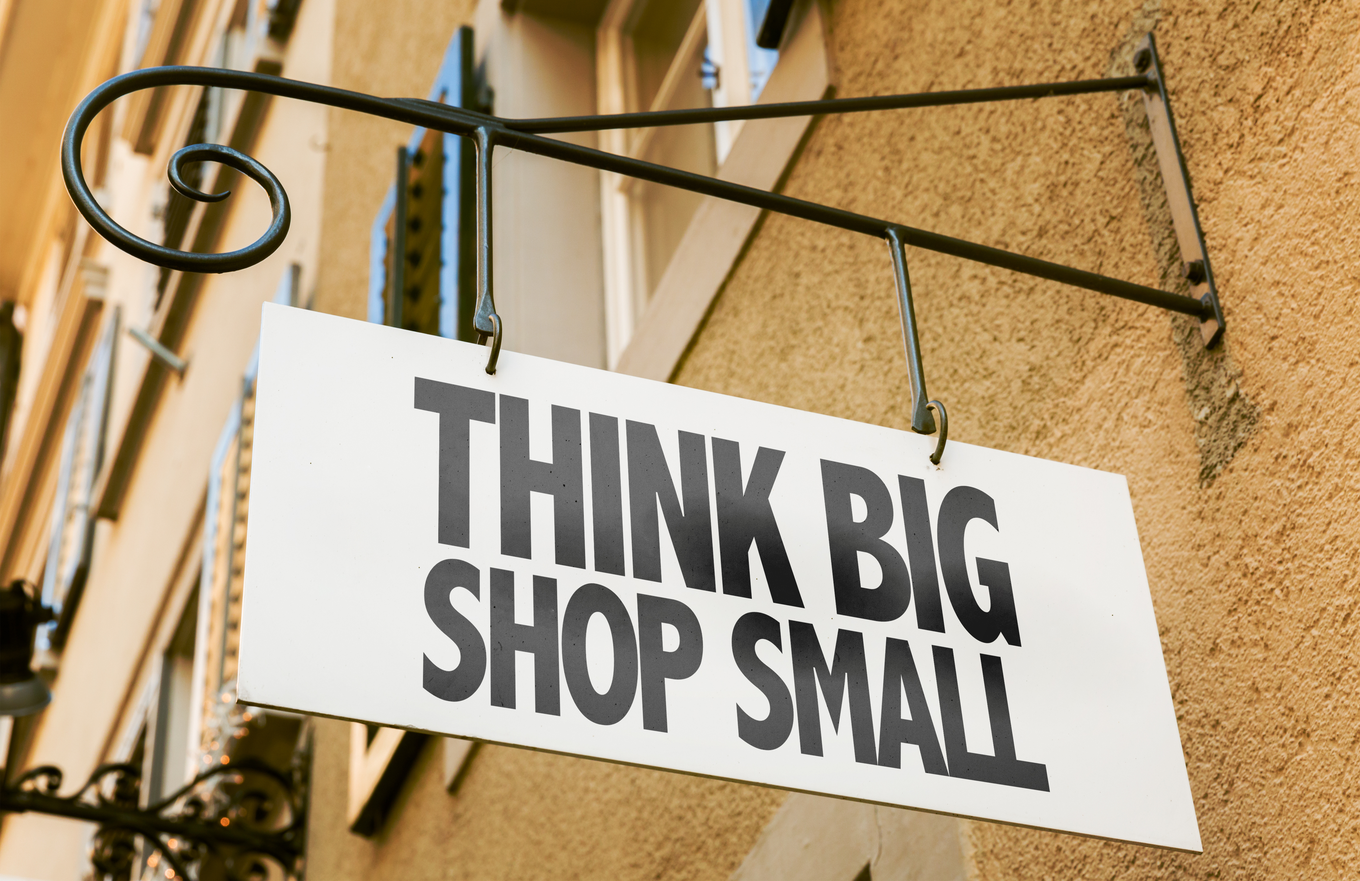 Think Big Shop Small sign in a conceptual image [Shutterstock/ESB Professional]