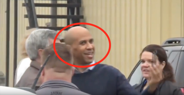 Sen. Cory Booker Shoots Look At Protester (YouTube Screenshot)