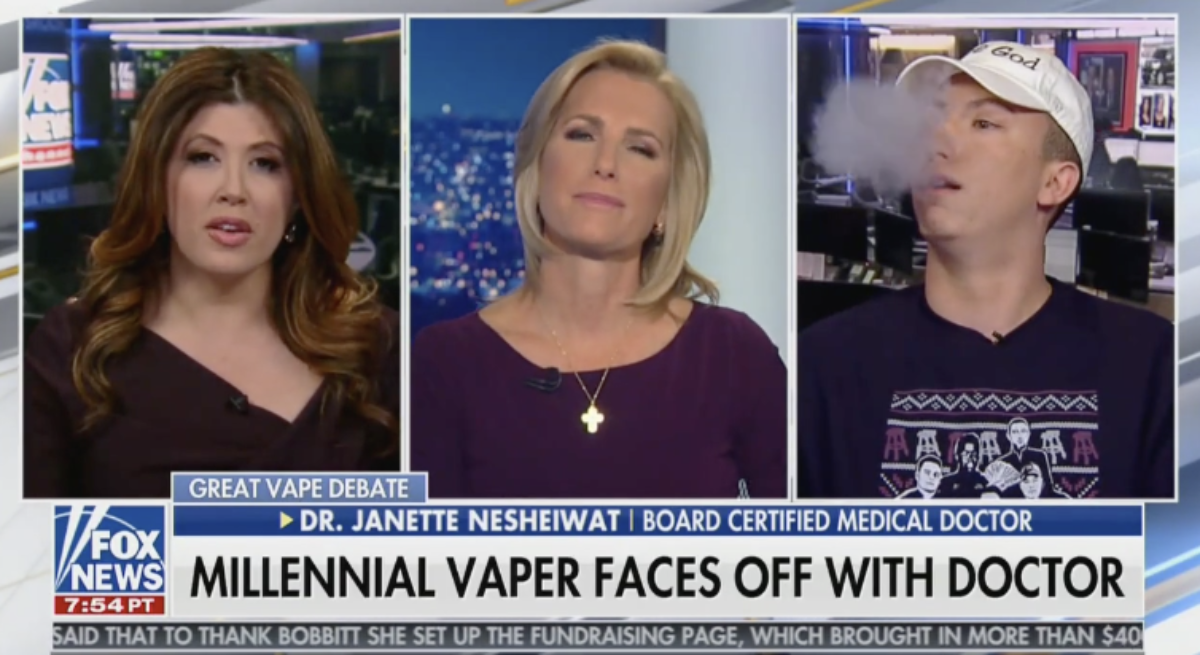 Tommy Scibelli, Dr. Nesheiwat, and Laura Ingraham (Fox News 11/15/2018)