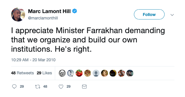 Marc Lamont Hill on Louis Farrakhan (Twitter Screenshot) 