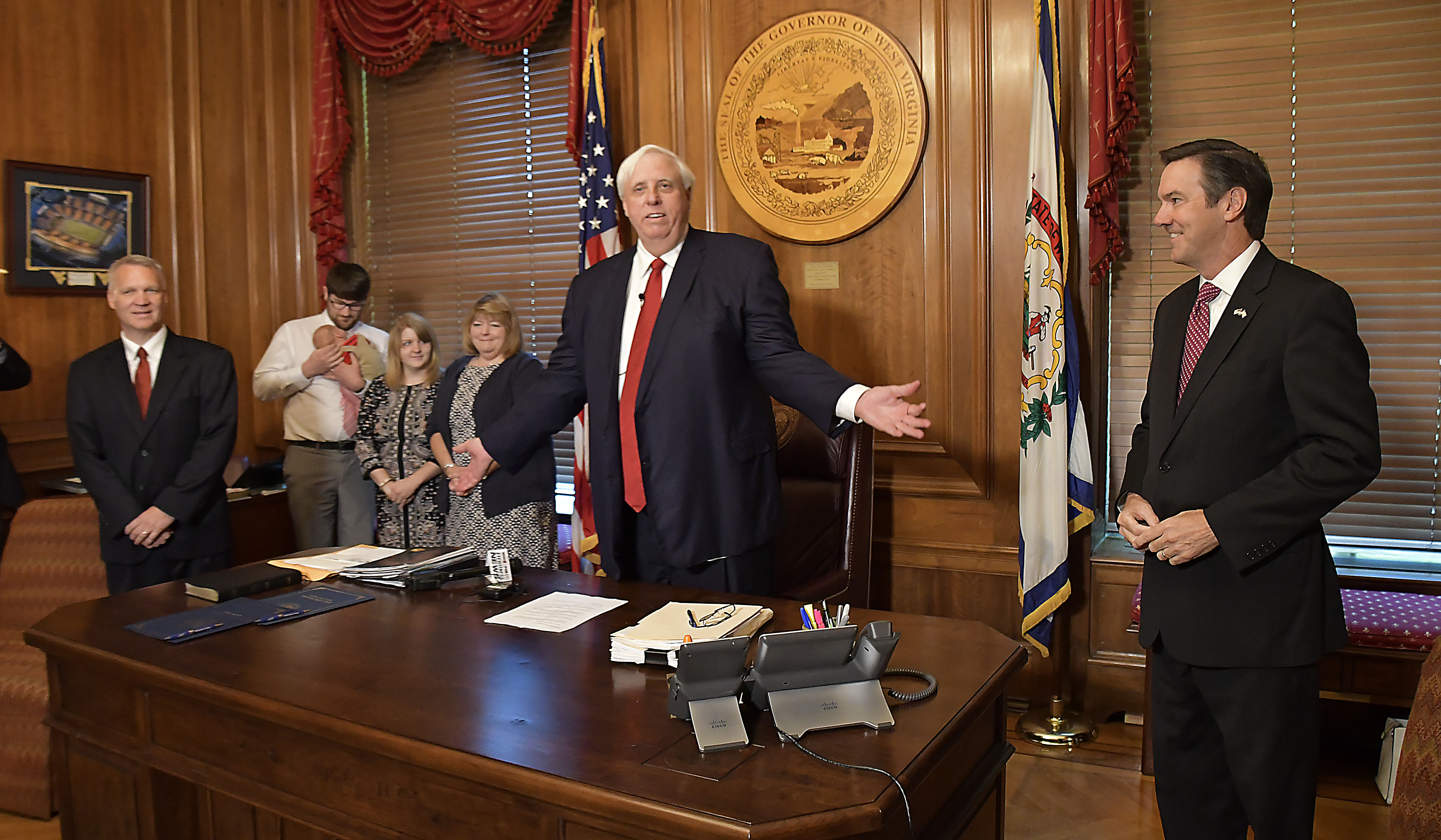 West Virginia Gov. Jim Justice announces the appointment of Evan Jenkins and Tim Armstead to the state Supreme Court (Accessed via Flickr creative commons)