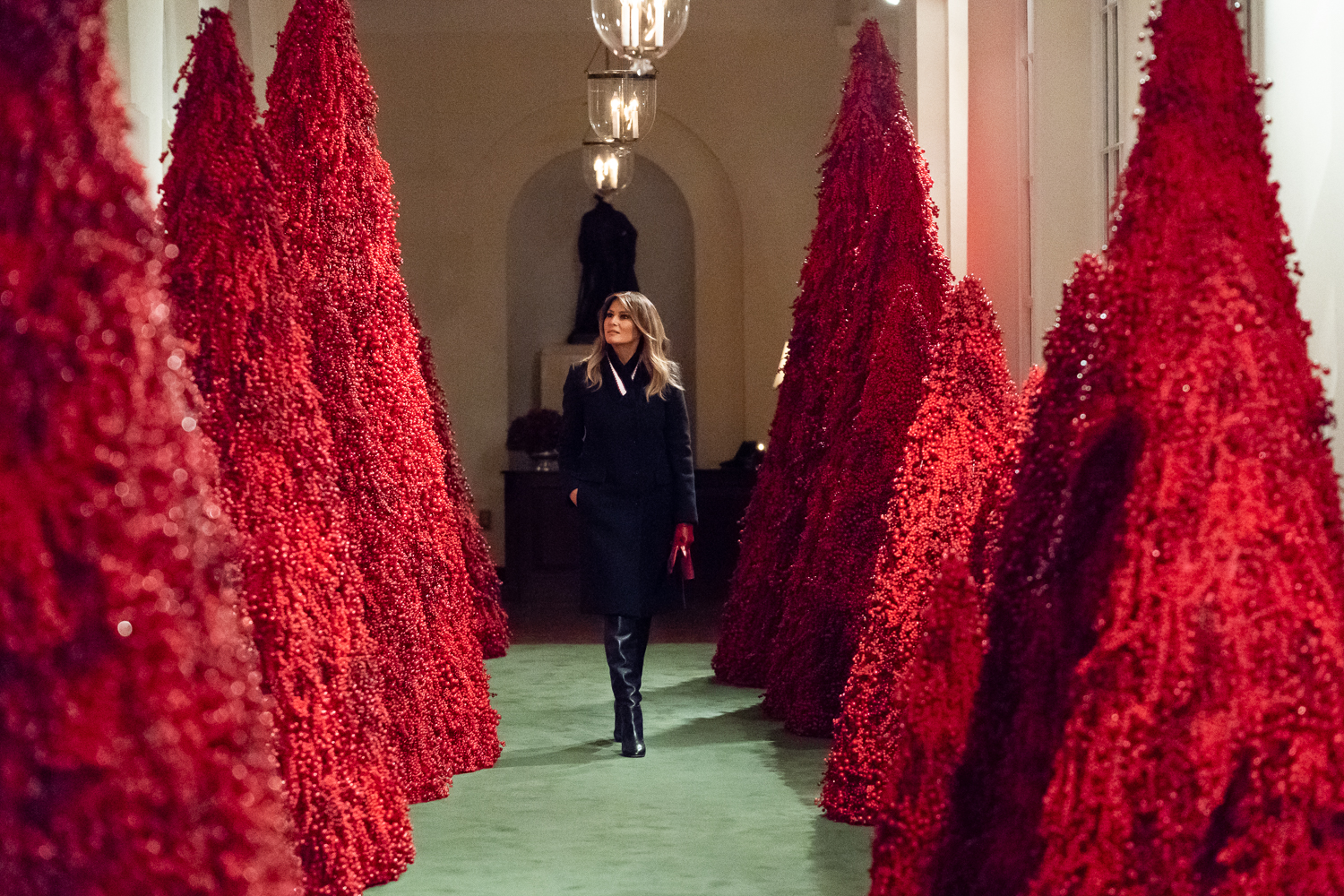 Red Christmas Trees White House