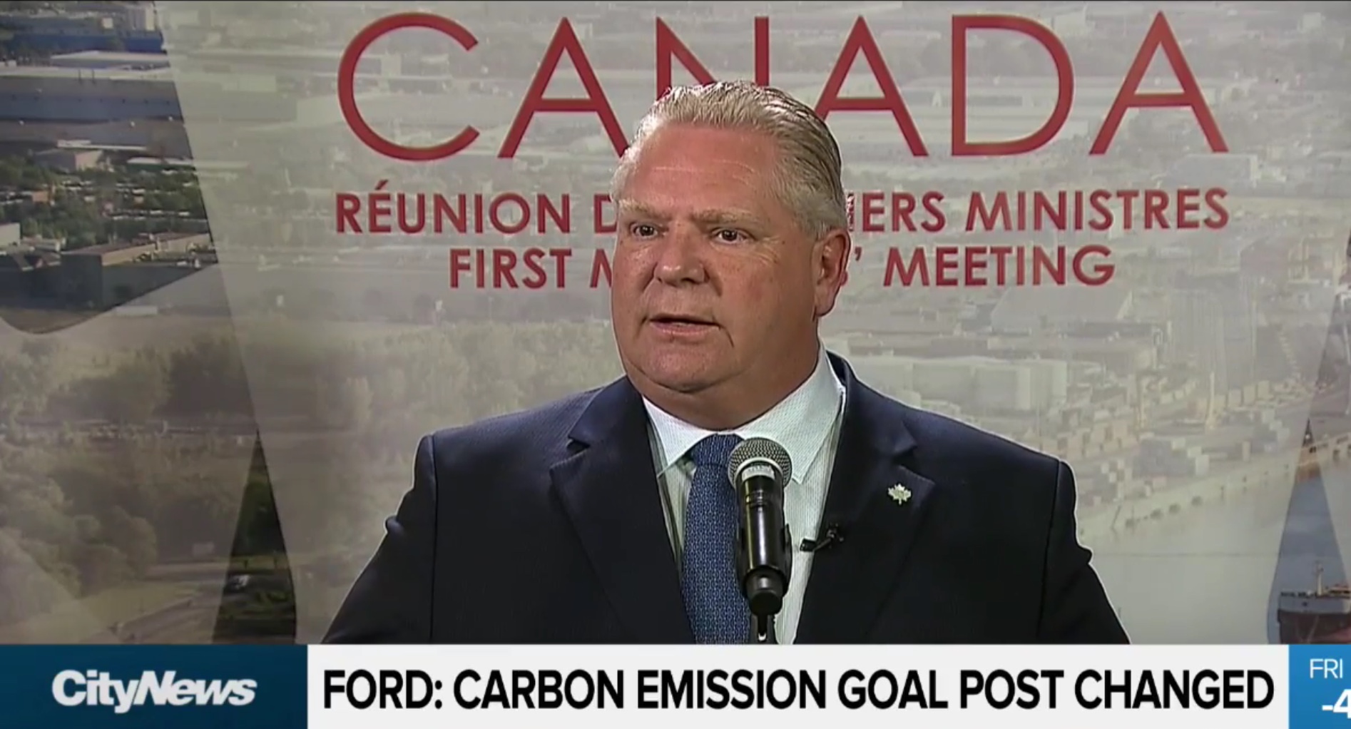 Ontario Premier Doug Ford speaks to the media following a First Minister’s Meeting in Montreal, Dec. 7, 2018. City News screenshot.