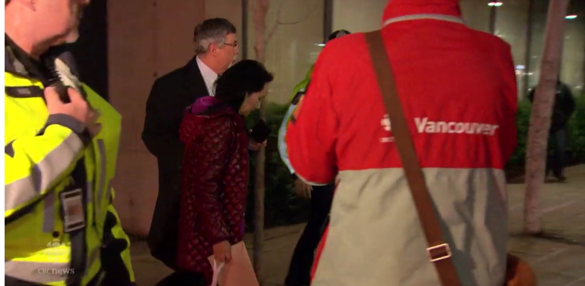 Huawei CFO Meng Wanzhou is led out of a Vancouver court room. A judge released her on $10 million bail. CBC News screenshot