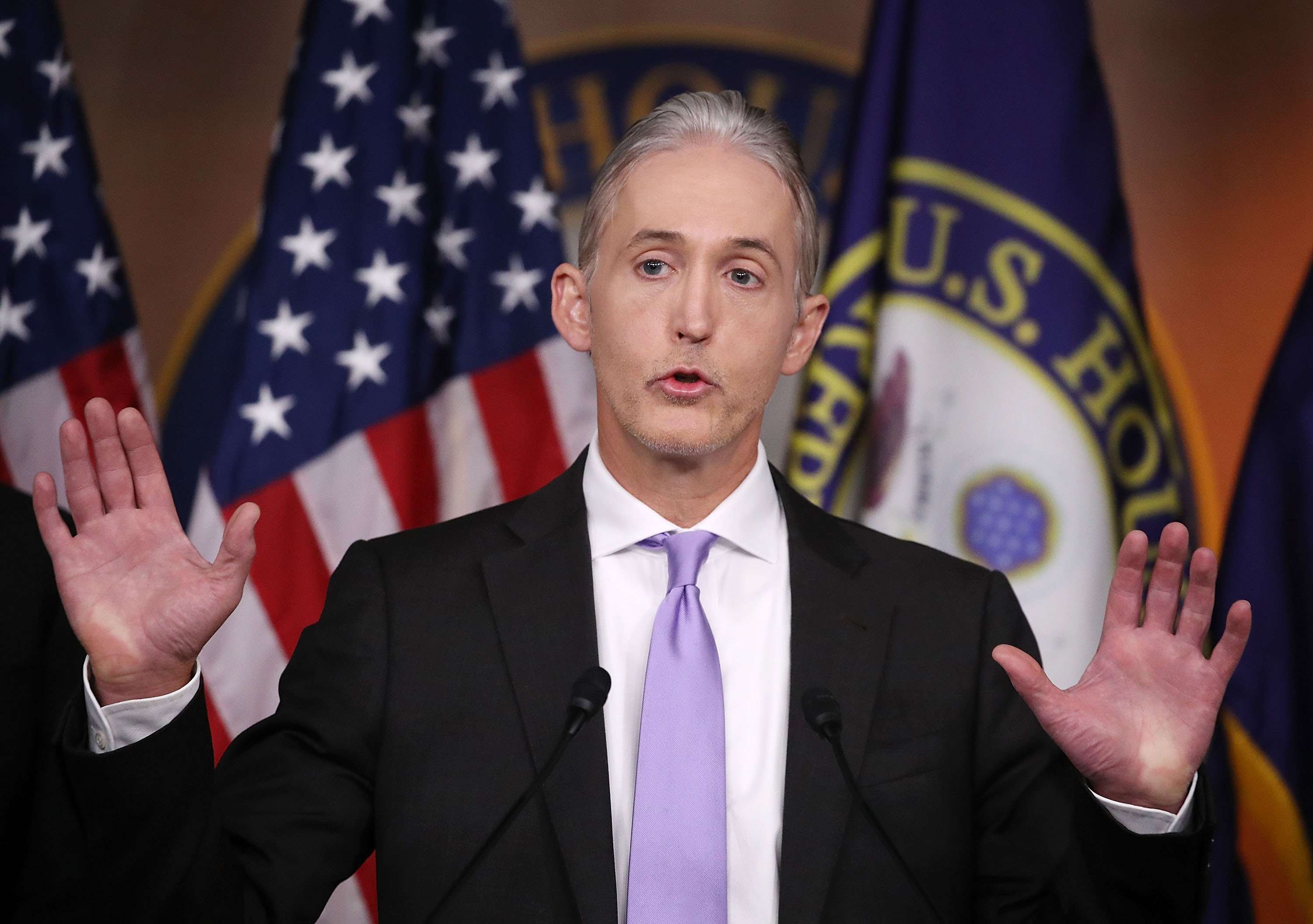 WASHINGTON, DC - JUNE 28: House Benghazi Committee Chairman, Trey Gowdy (R-SC), participates in a news conference with fellow Committee Republicans after the release of the Committees Benghazi report on Capitol Hill June 28, 2016 in Washington, DC. U.S. Ambassador Chris Stevens and three others were killed during an attack on a U.S. outpost and CIA annex in Libya on September 11, 2012. (Photo by Mark Wilson/Getty Images)