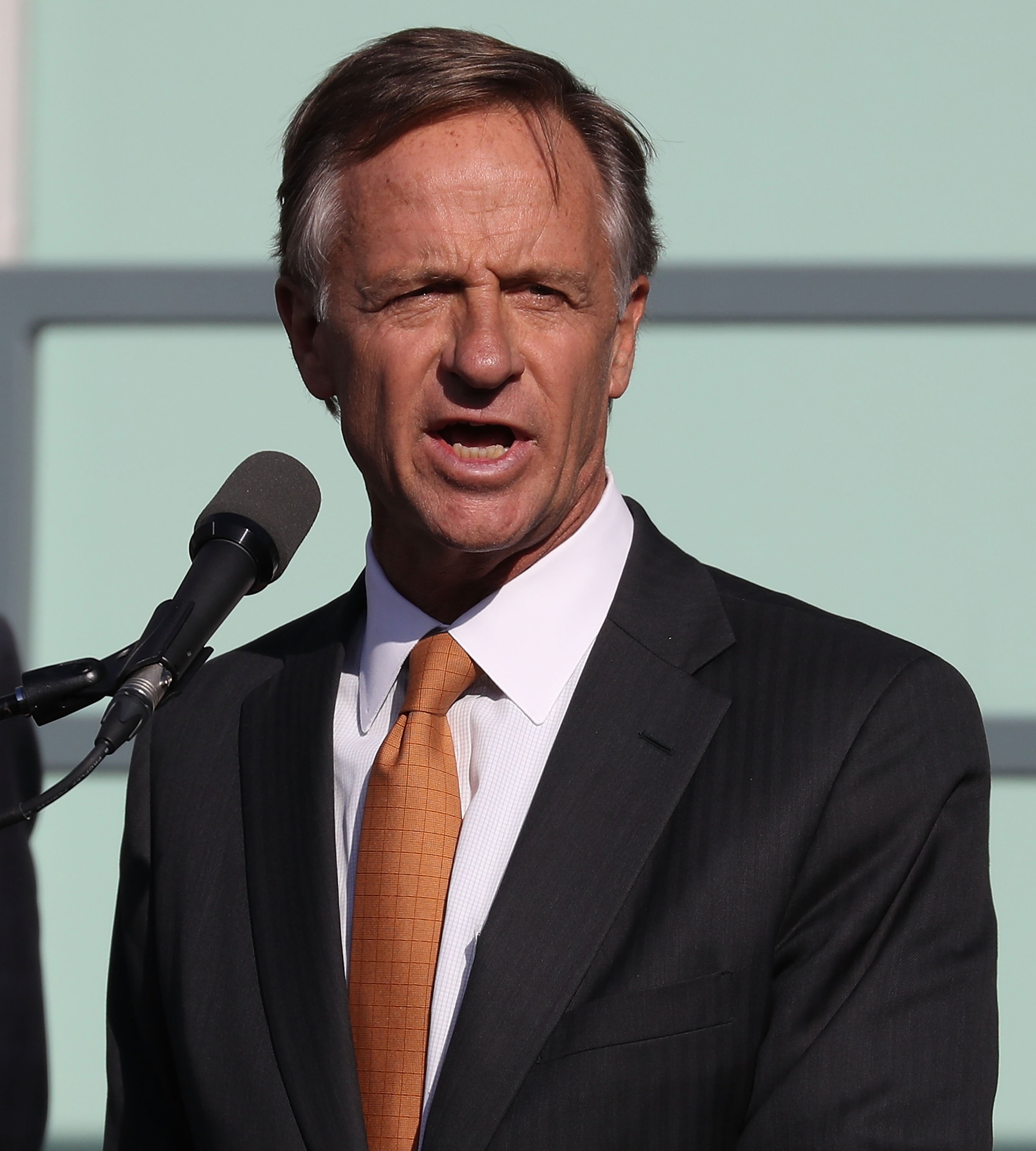 Tennessee Governor Bill Haslam speaks during a ceremony at the Lorraine Motel, where Dr. Martin Luther King, Jr. was assassinated 50 years ago, April 4, 2018 in Memphis, Tennessee. (Photo by Joe Raedle/Getty Images)