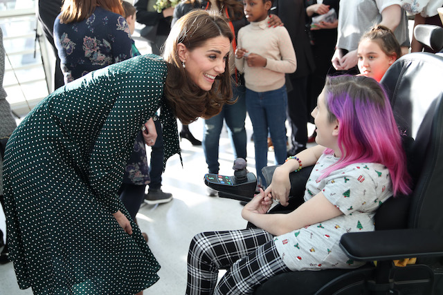 Catherine, Duchess of Cambridge meets children during a visit to Evelina London Children's Hospital on December 11, 2018 in London, England. Evelina London, which is part of Guy's and St Thomas' NHS Foundation Trust, is preparing to mark its 150th anniversary in 2019. (Photo by Chris Jackson/Getty Images)