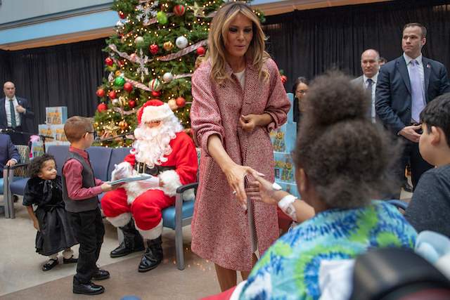 US First Lady Melania Trump visits children at Children's National Hospital in Washington, DC, on December 13, 2018. (Photo credit JIM WATSON/AFP/Getty Images)