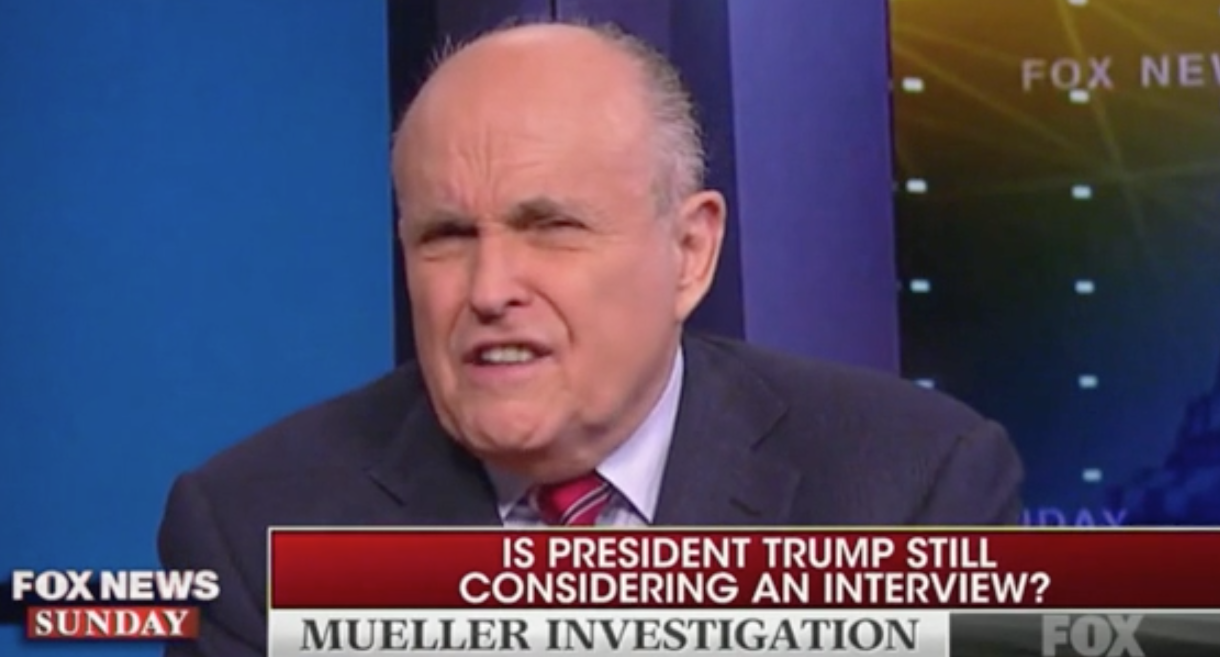 Rudy Giuliani discusses Mueller probe on "Fox News Sunday" with Chris Wallace, 12/16/18/Screen Shot
