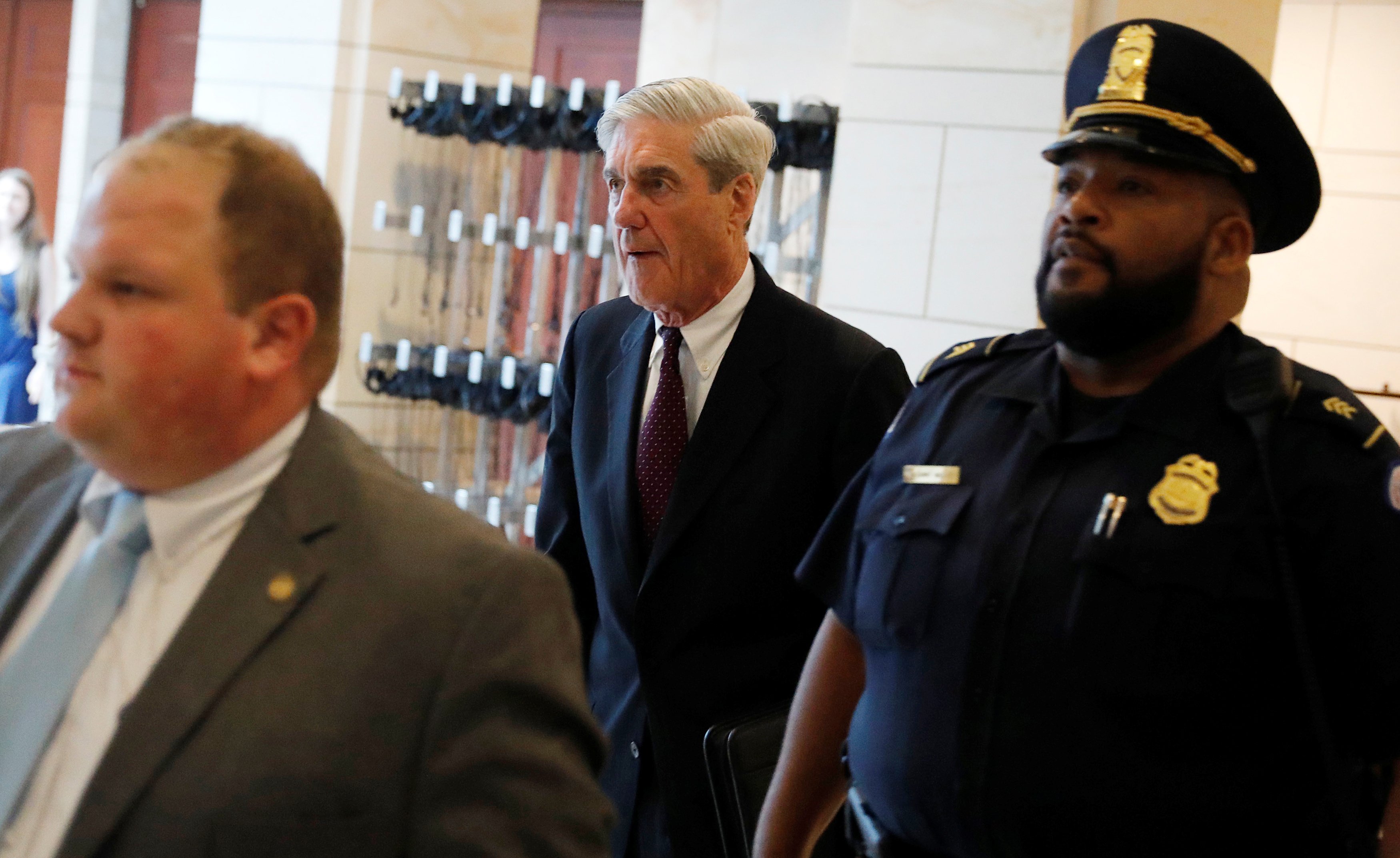 Special Counsel Robert Mueller departs after briefing the U.S. House Intelligence Committee on his investigation of potential collusion between Russia and the Trump campaign on Capitol Hill. REUTERS/Aaron P. Bernstein