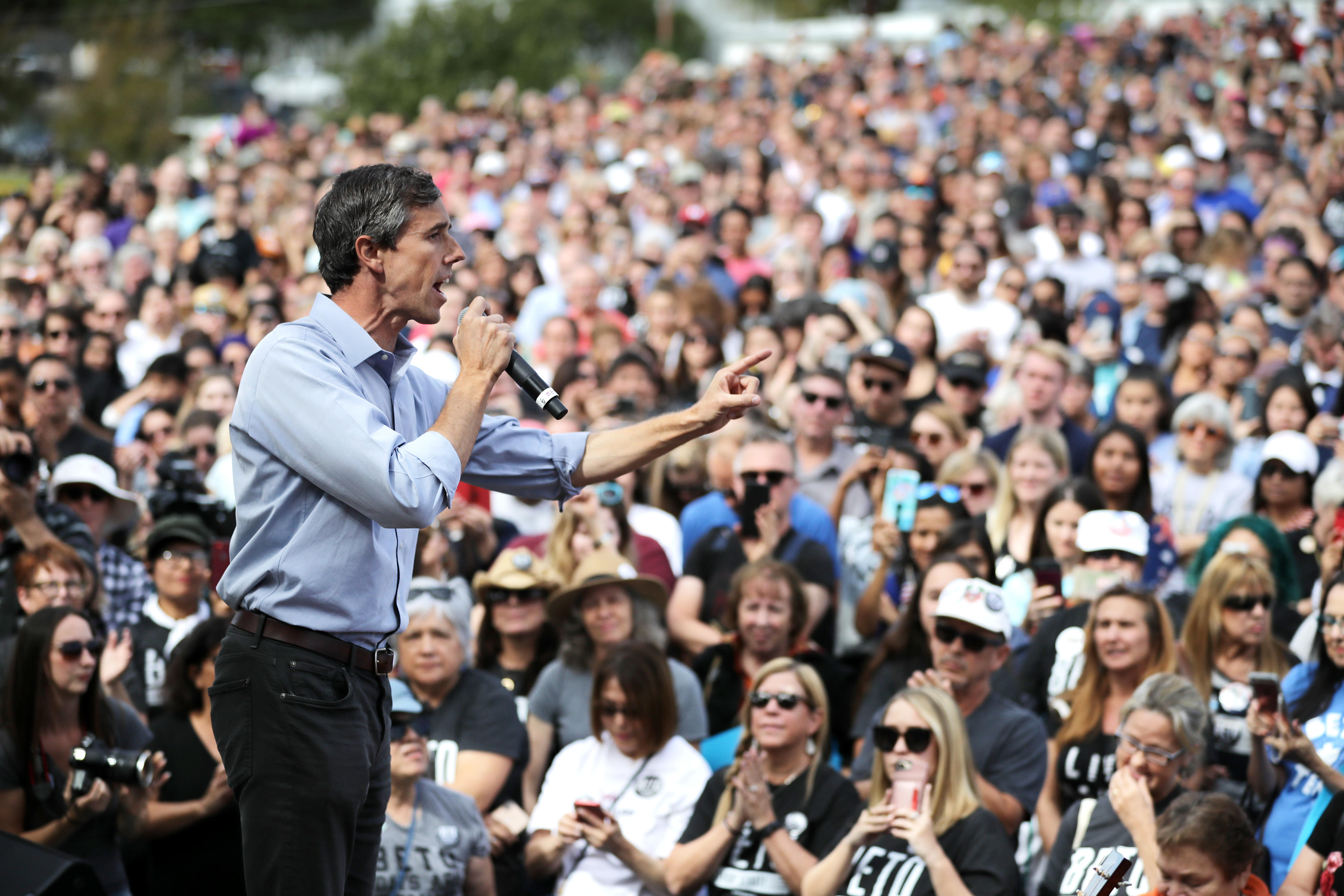 U.S. Senate candidate Rep. Beto O'Rourke (D-TX) addresses a campaign rally at the Pan American Neighborhood Park November 04, 2018 in Austin, Texas. (Chip Somodevilla/Getty Images)