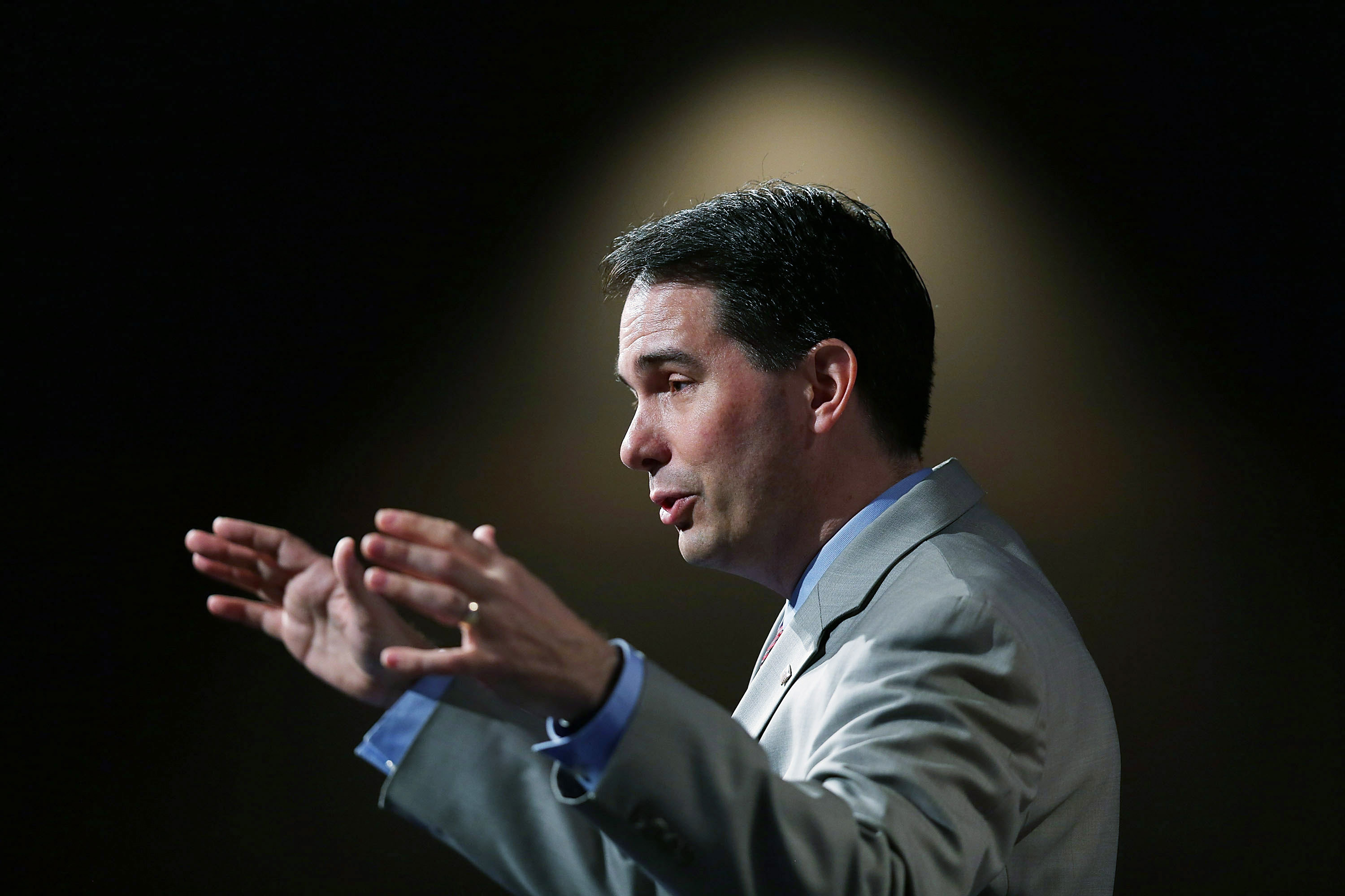 Wisconsin Governor Scott Walker speaks during the Rick Scott's Economic Growth Summit held at the Disney's Yacht and Beach Club Convention Center on June 2, 2015 in Orlando, Florida. (Joe Raedle/Getty Images)