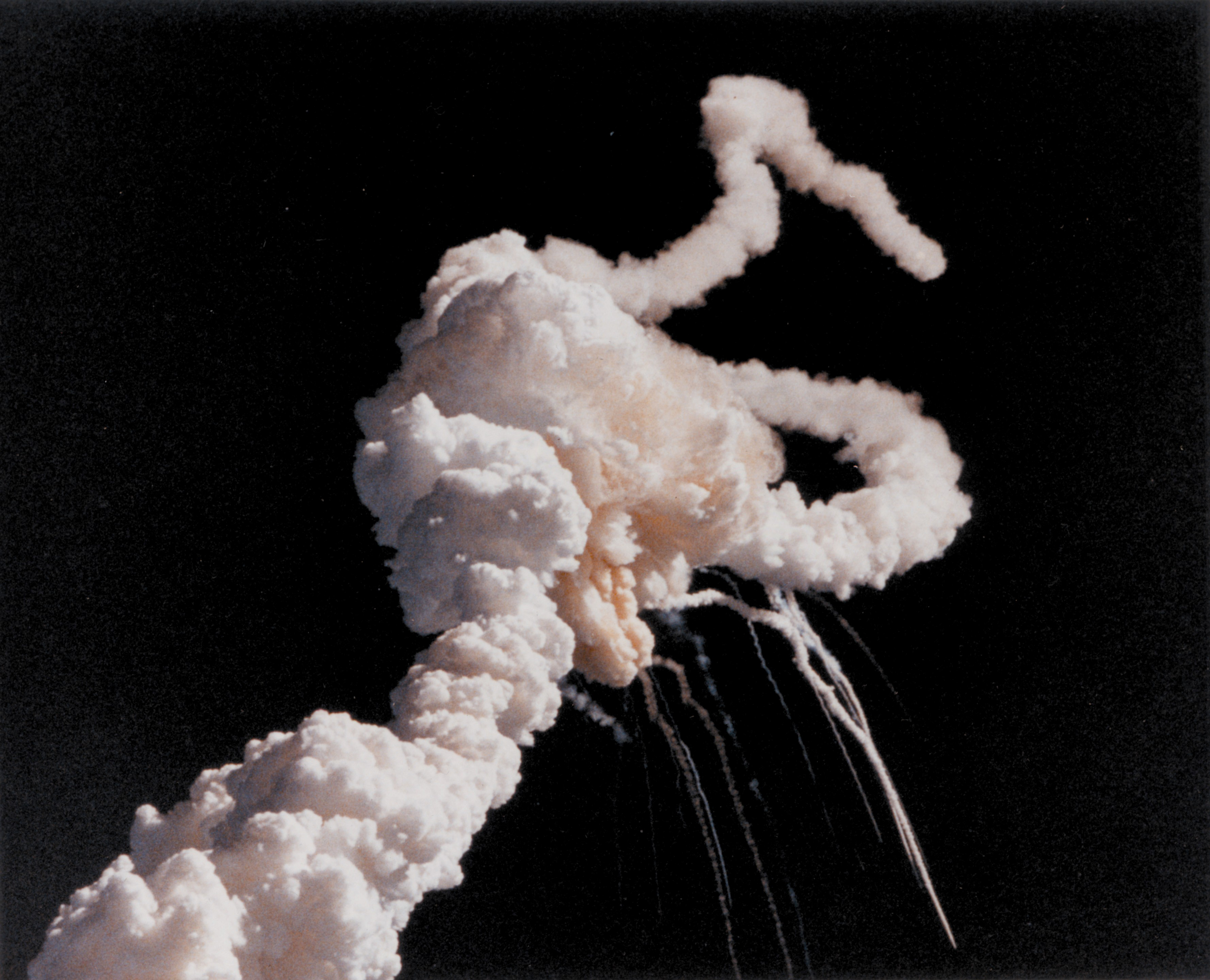 The Space Shuttle Challenger and her seven-member crew were lost when a ruptured O-ring in the right Solid Rocket Booster caused an explosion soon after launch from the Kennedy Space Center in this NASA handout photo dated January 28, 1986. REUTERS/NASA/Handout 