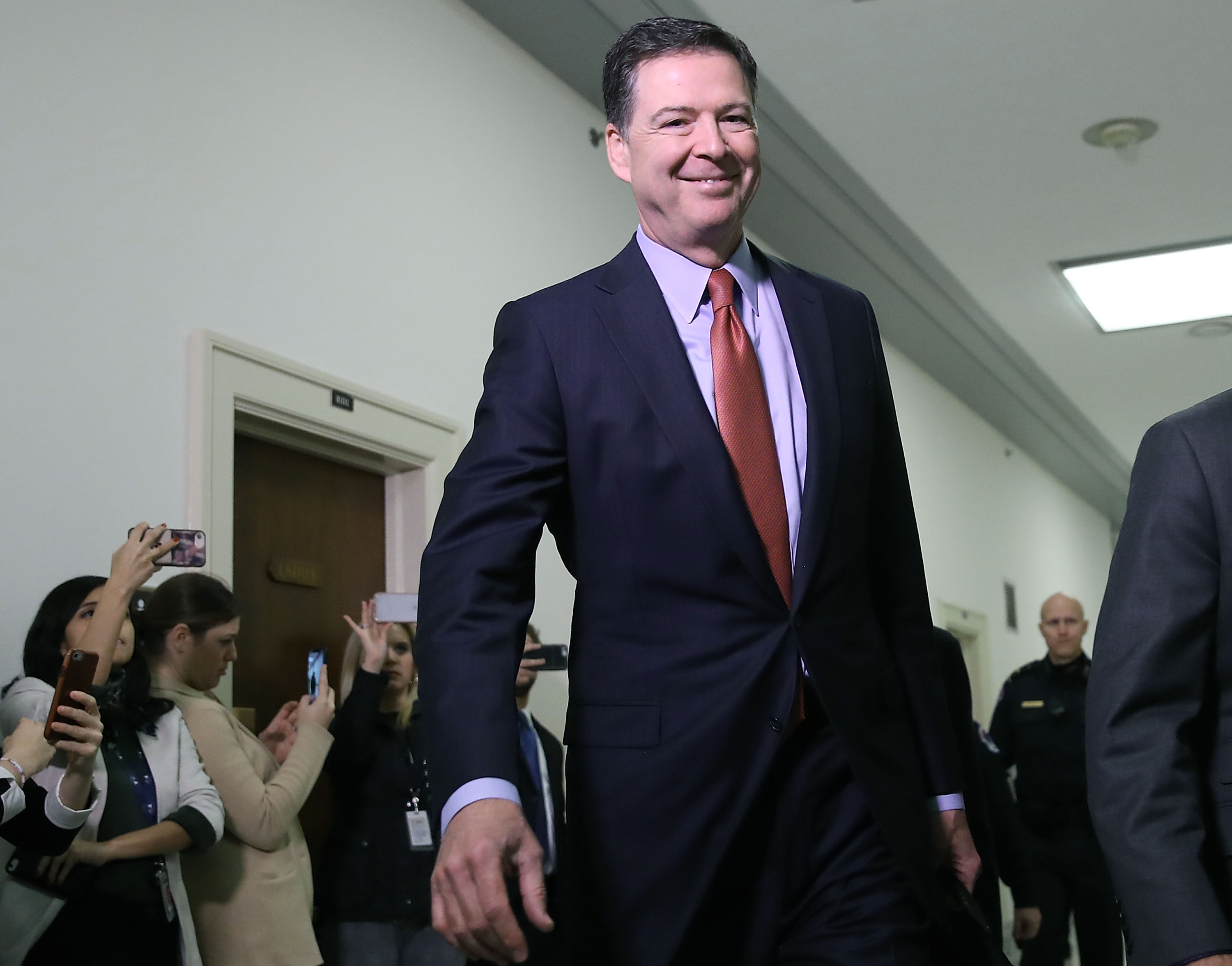 Former Federal Bureau of Investigation Director James Comey arrives at the Rayburn House Office Building before testifying to the House Judiciary and Oversight and Government Reform committees on Capitol Hill December 17, 2018 in Washington, DC. (Photo by Mark Wilson/Getty Images)