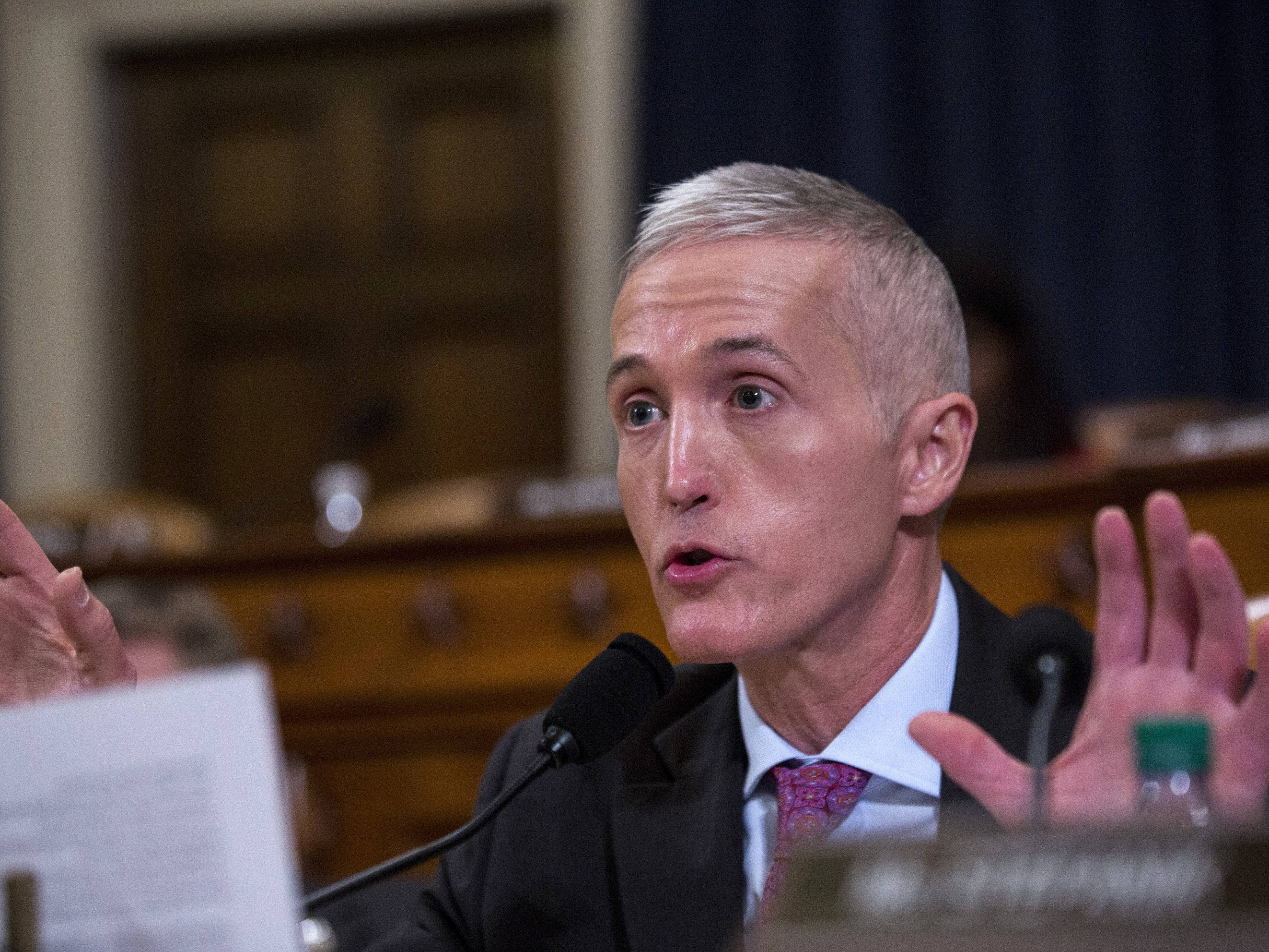 WASHINGTON, D.C. - MARCH 20: Rep. Trey Gowdy (R-SC) speaks a House Permanent Select Committee on Intelligence hearing concerning Russian meddling in the 2016 United States election, on Capitol Hill, March 20, 2017 in Washington, DC. While both the Senate and House Intelligence committees have received private intelligence briefings in recent months, Monday's hearing is the first public hearing on alleged Russian attempts to interfere in the 2016 election. (Photo by Zach Gibson/Getty Images)