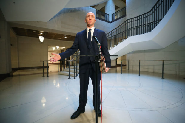 Carter Page, former foreign policy adviser for the Trump campaign, speaks to the media after testifying before the House Intelligence Committee on November 2, 2017 in Washington, DC. The committee is conducting an investigation into Russia's tampering in the 2016 election. (Photo by Mark Wilson/Getty Images)