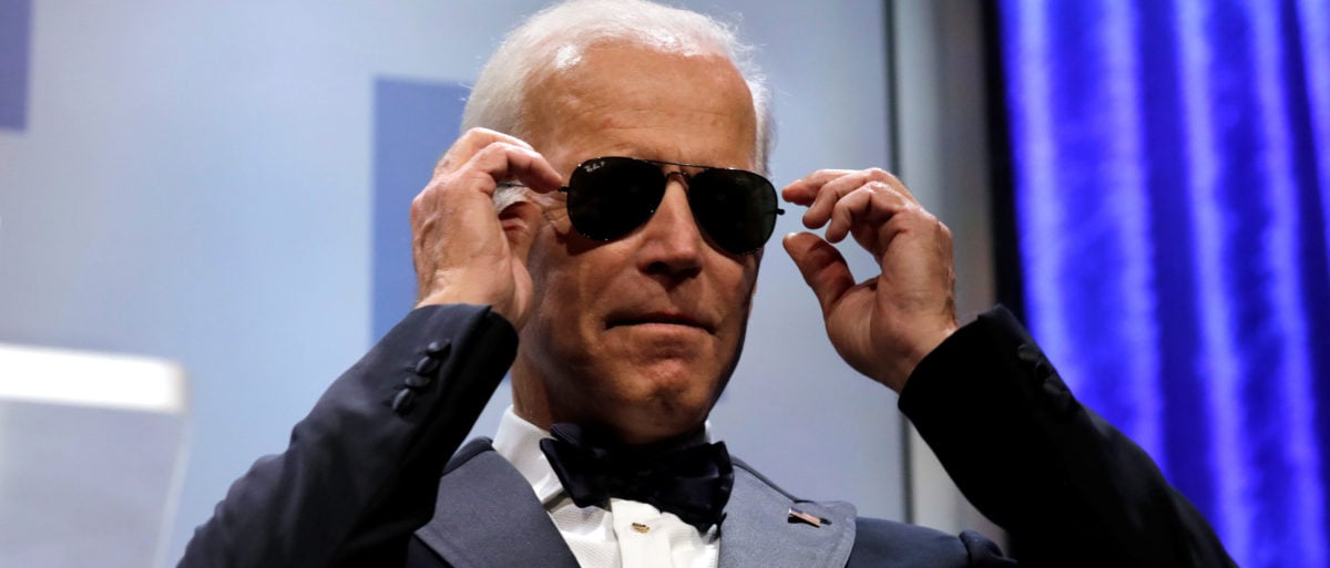 Former U.S. Vice President Joe Biden wears sunglasses at the Human Rights Campaign (HRC) dinner in Washington, U.S., September 15, 2018. REUTERS/Yuri Gripas