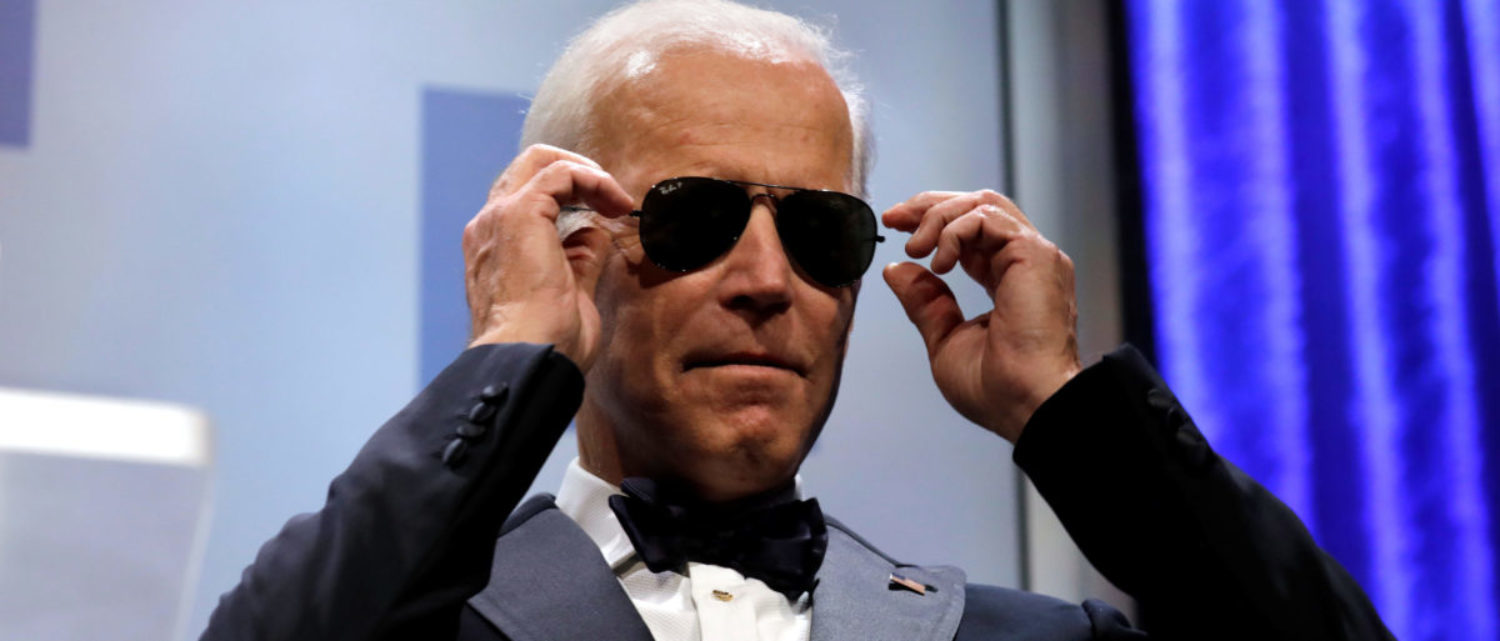 Former U.S. Vice President Joe Biden wears sunglasses at the Human Rights Campaign (HRC) dinner in Washington, U.S., Sept. 15, 2018. REUTERS/Yuri Gripas