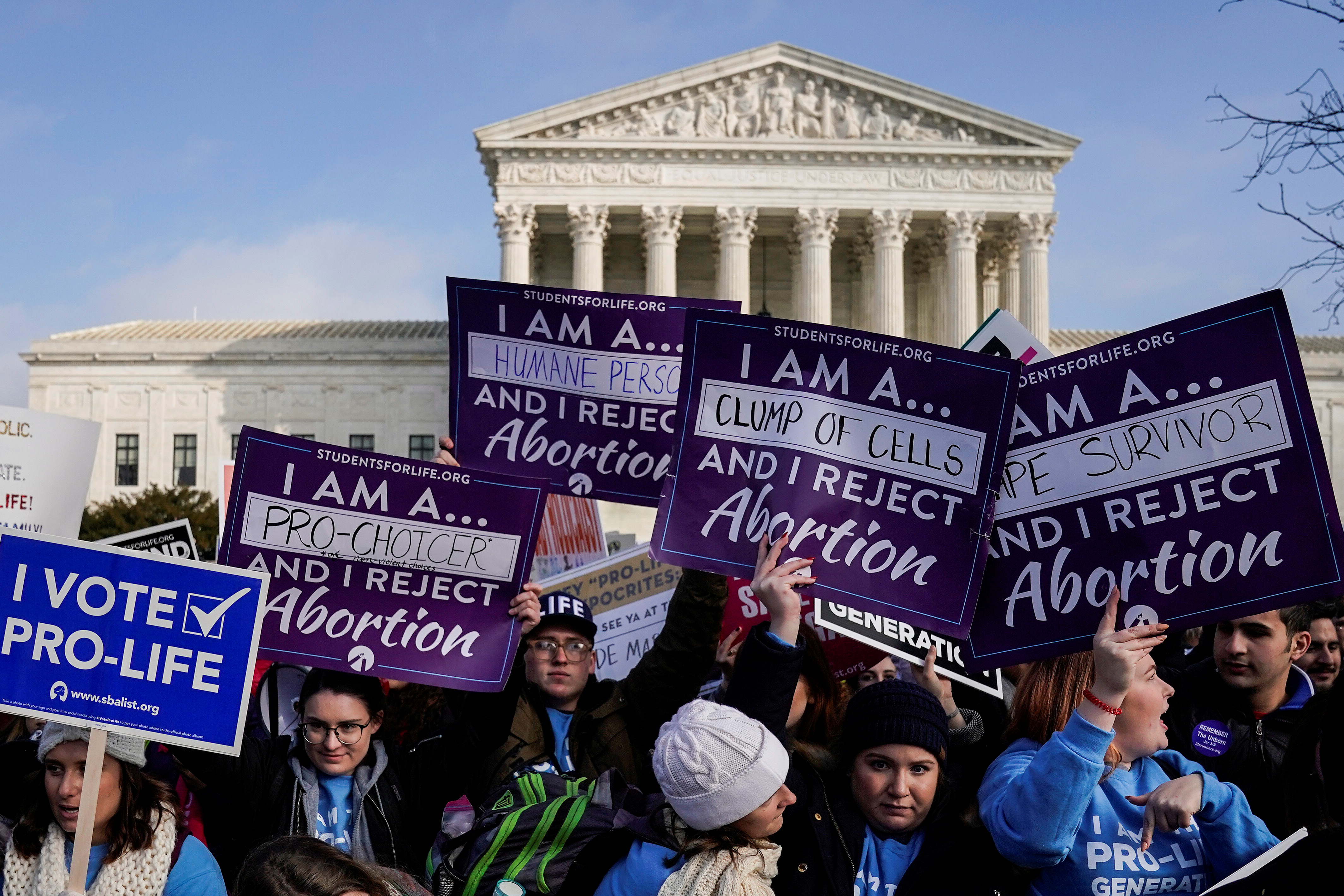 Pro-life marchers rally at the Supreme Court during the 46th annual March for Life in Washington, U.S., January 18, 2019. REUTERS/Joshua Roberts