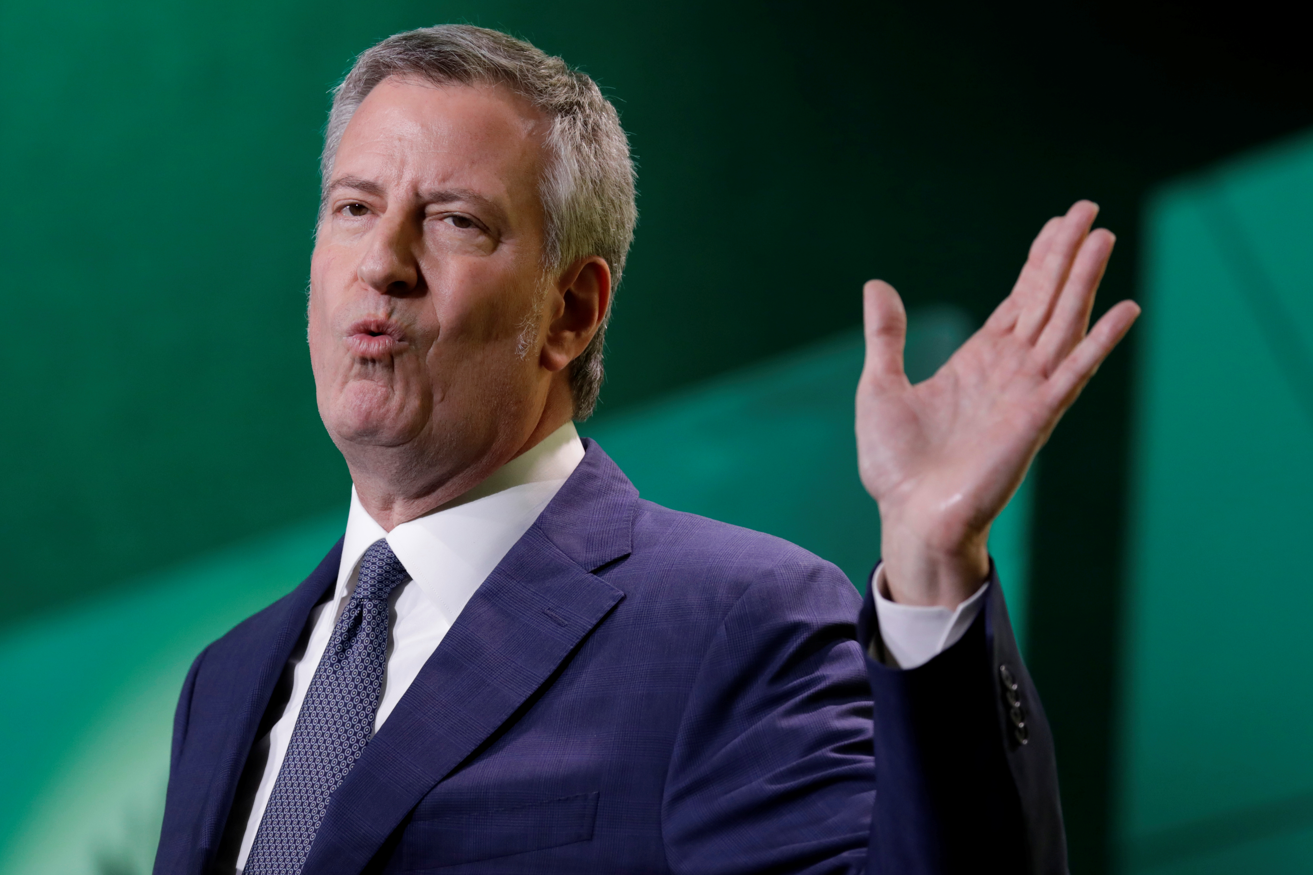 New York City Mayor Bill de Blasio delivers remarks at the United States Conference of Mayors winter meeting in Washington, U.S. January 24, 2019. REUTERS/Yuri Gripas