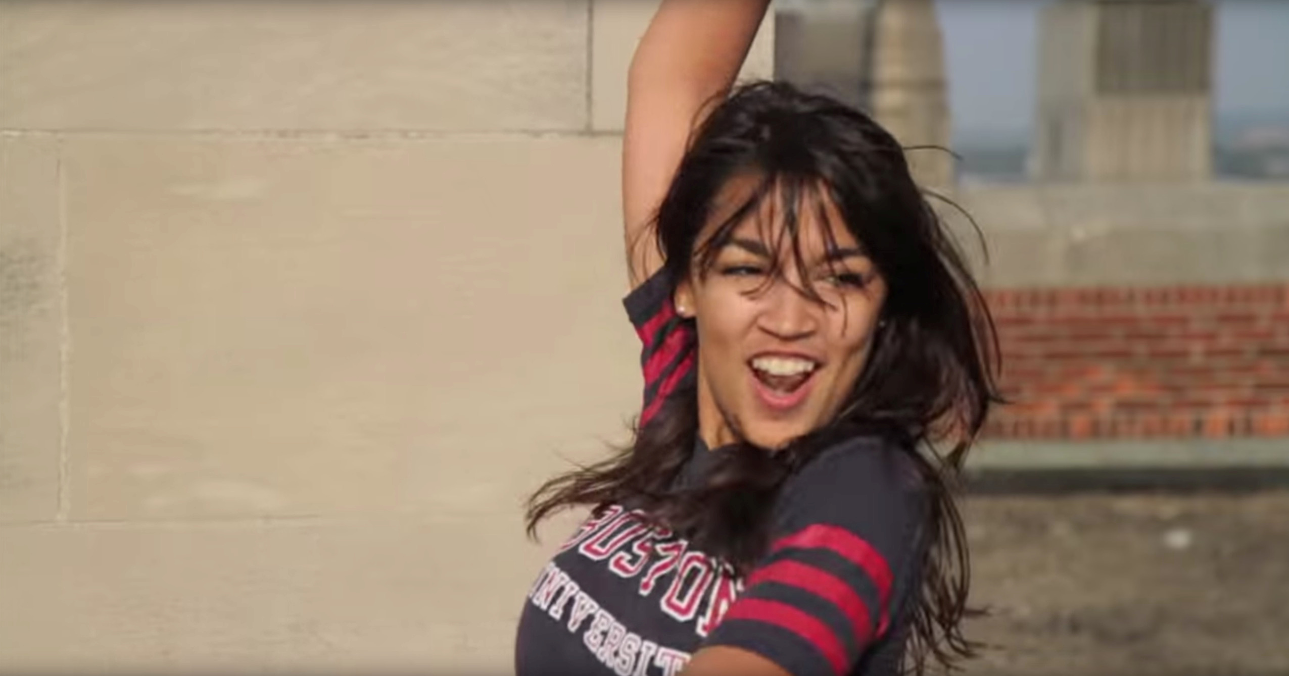 Alexandria Ocasio-Cortez dances in a video shot in Boston Massachusetts