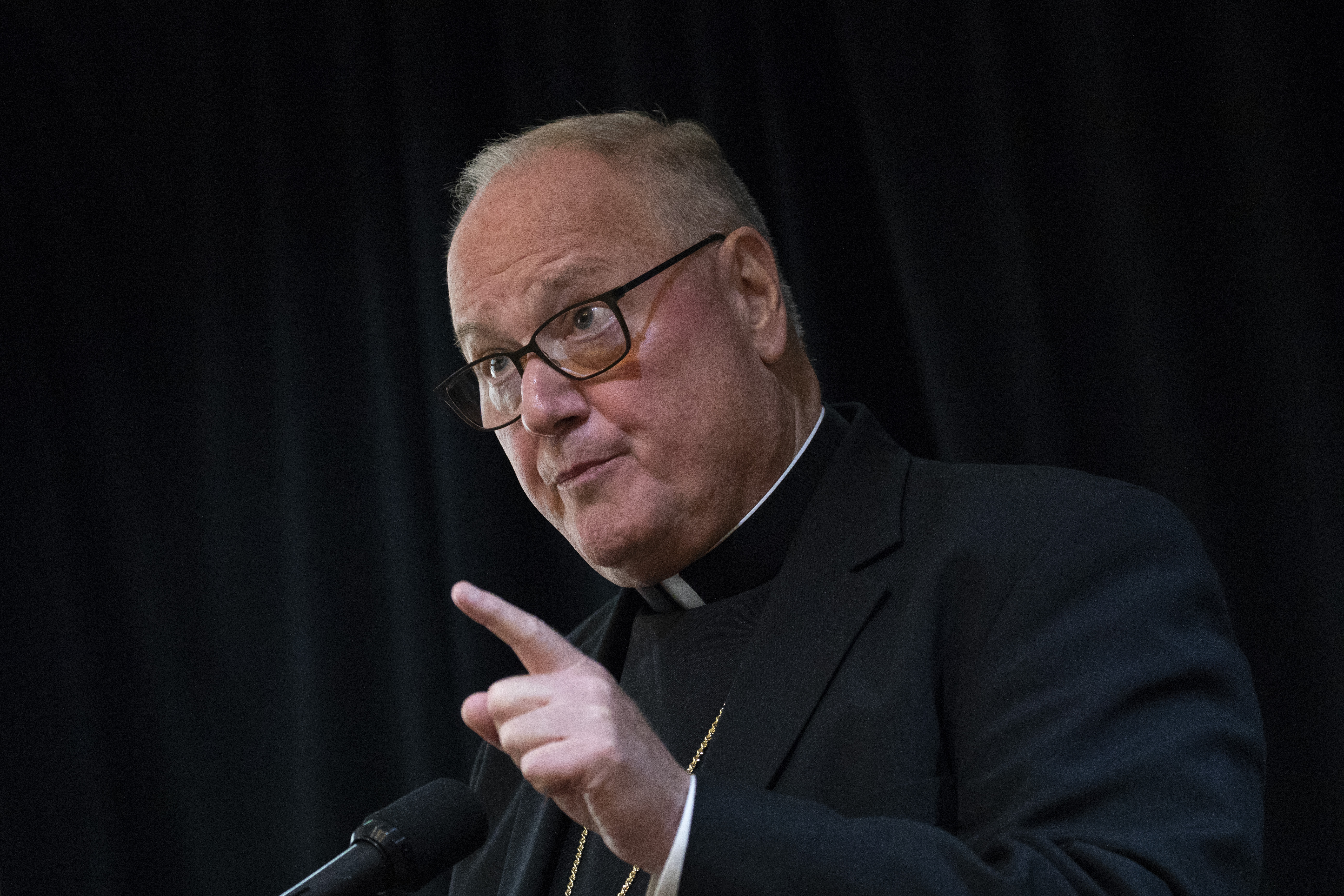 NEW YORK, NY - SEPTEMBER 20: Cardinal Timothy Dolan, archbishop of New York, speaks during a news conference at the headquarters of the Archdiocese of New York, September 20, 2018 in New York City. (Photo by Drew Angerer/Getty Images)