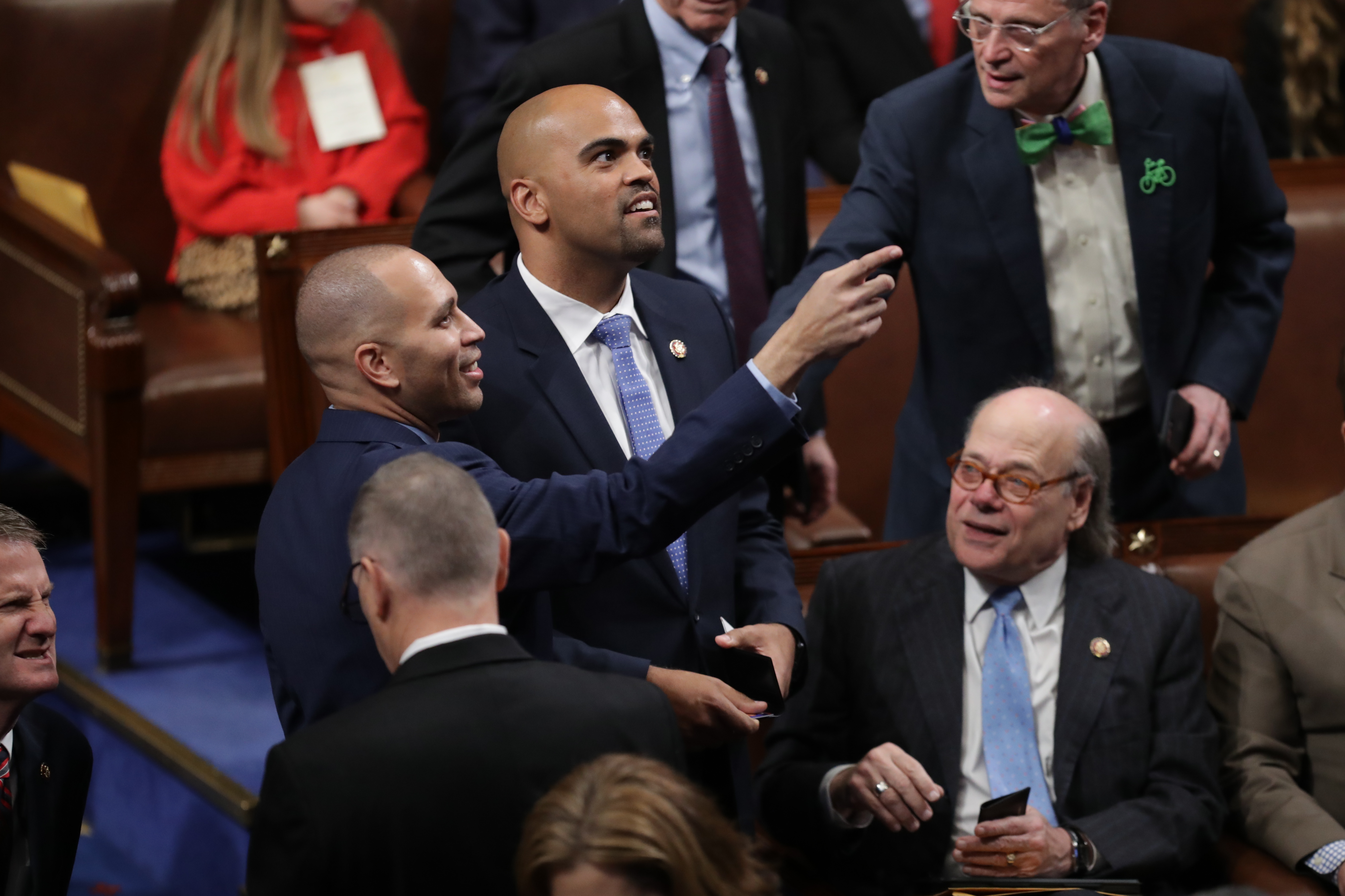 Rep.-elect Colin Allred (D-TX) registers as present with help from U.S. Rep. Hakeem Jeffries (D-NY) during the first session of the 116th Congress at the U.S. Capitol January 03, 2019 in Washington, DC. Chip Somodevilla/Getty Images