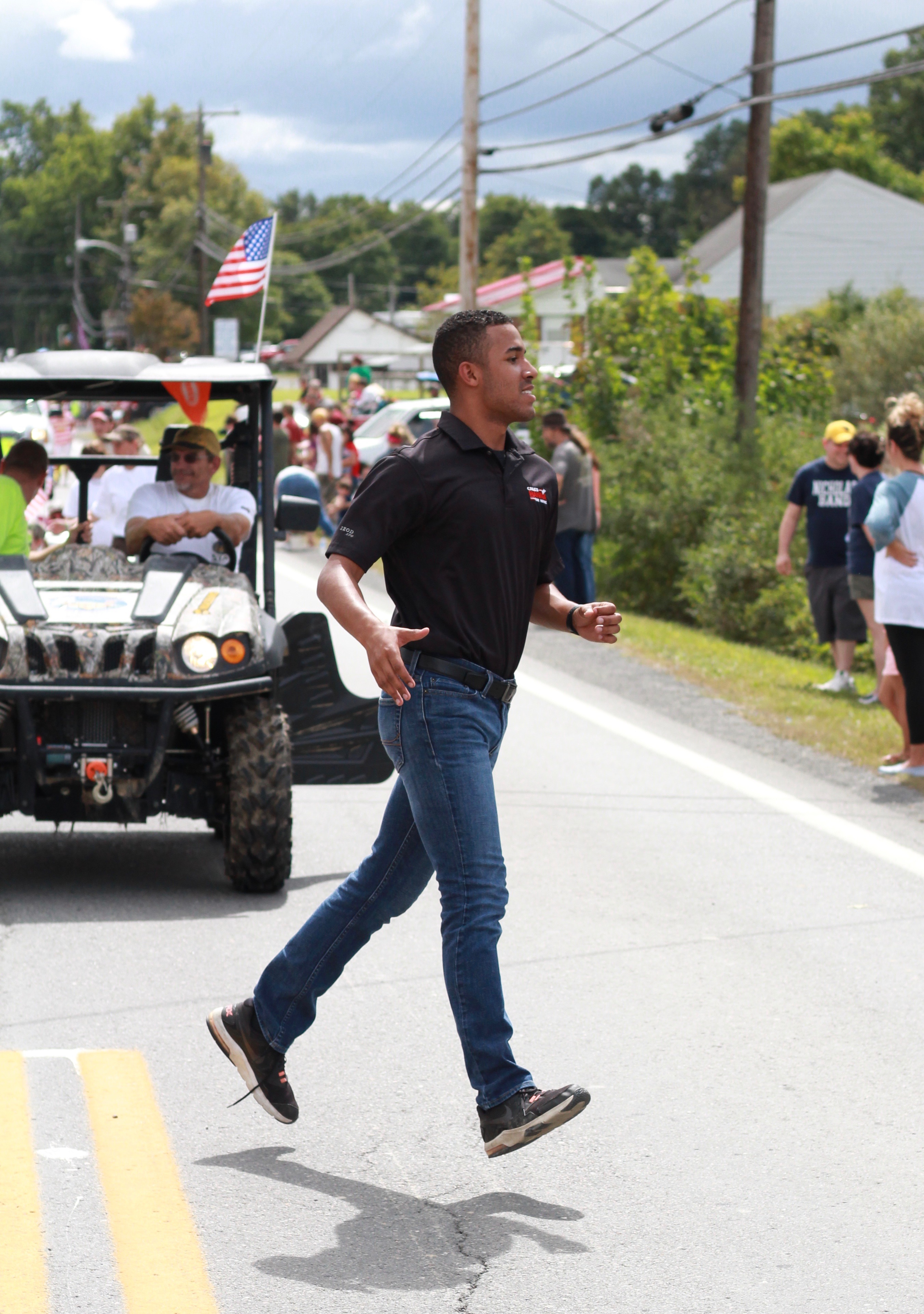 West Virginia Delegate Caleb L. Hanna campaigns in Craigsville, West Virginia, in August 2018. Photo by Macie Tenney