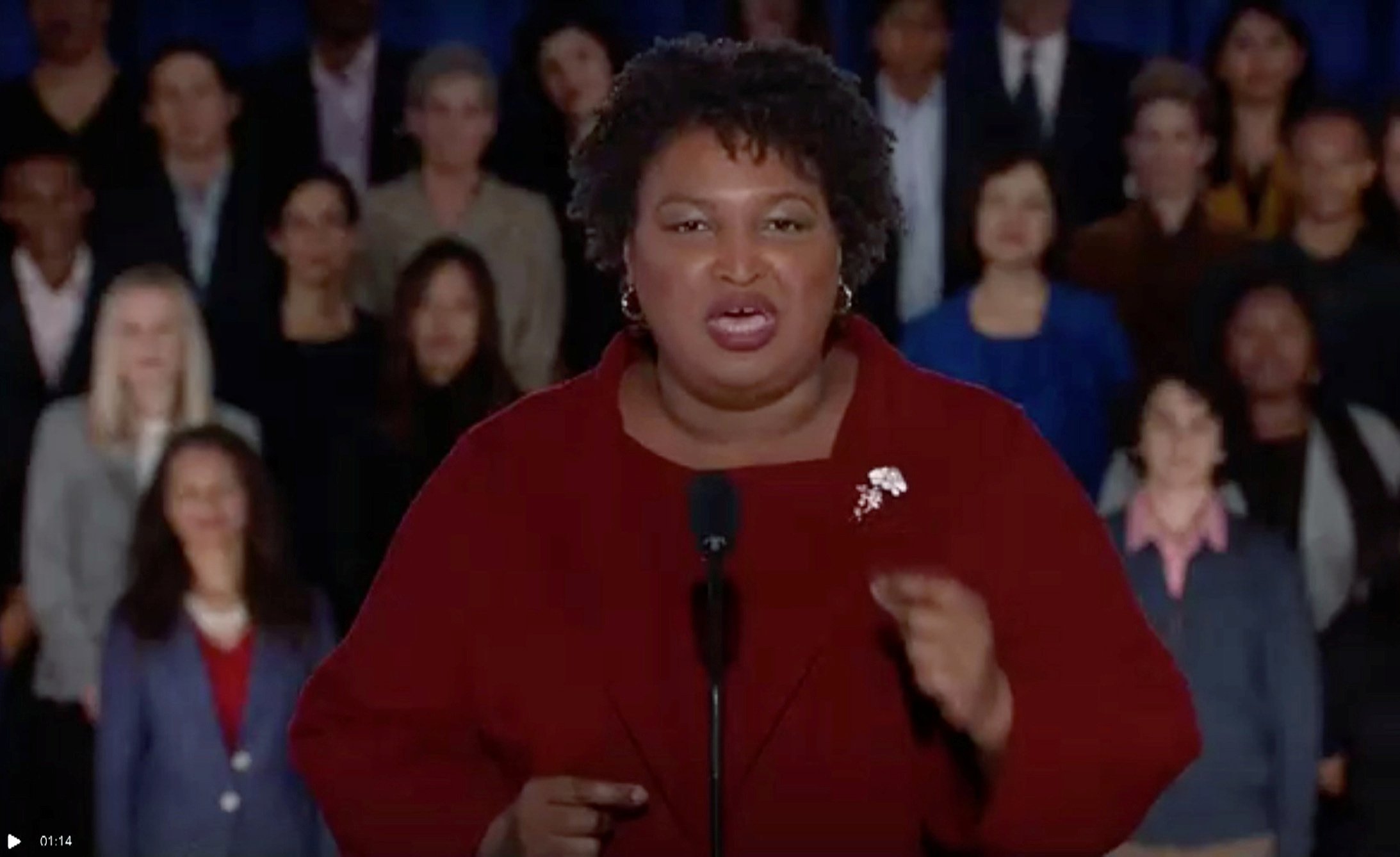 Former Georgia gubernatorial candidate Stacey Abrams delivers the Democratic response to the U.S. President Donald Trump's State of the Union address in this still frame taken from video, in Washington