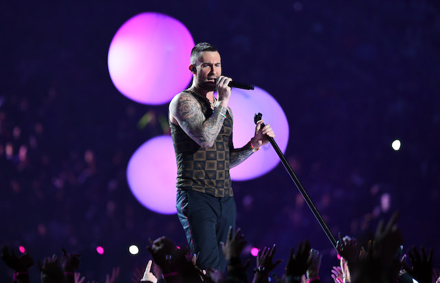 Feb 3, 2019; Atlanta, GA, USA; Maroon 5 lead singer Adam Levine performs during the halftime show in Super Bowl LIII at Mercedes-Benz Stadium. Mandatory Credit: Christopher Hanewinckel-USA TODAY Sports/Reuters