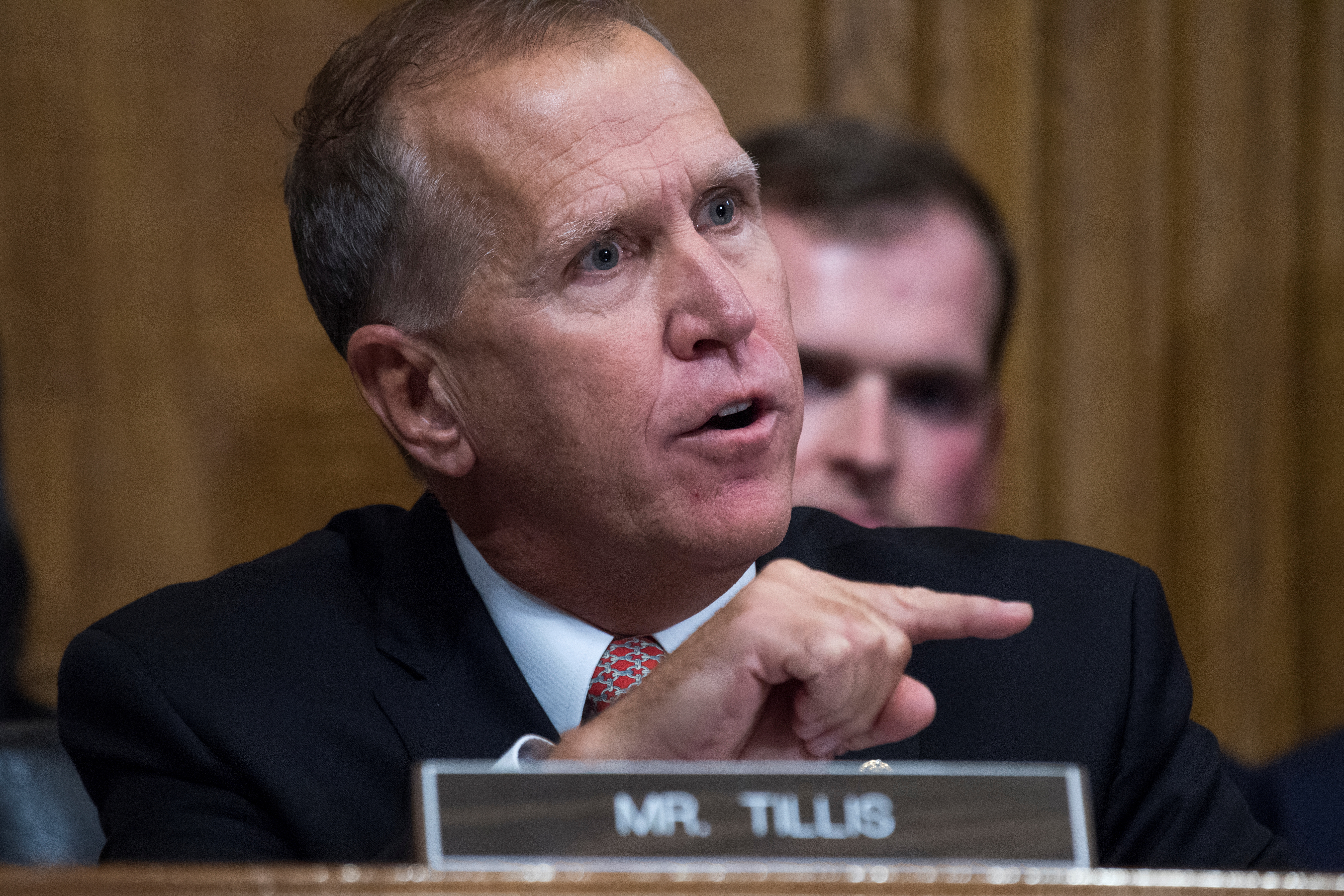 Sen. Thom Tillis, R-N.C., questions Judge Brett Kavanaugh during the Senate Judiciary Committee hearing on his nomination be an associate justice of the Supreme Court of the United States, on Capitol Hill in Washington, DC, U.S., September 27, 2018. Tom Williams/Pool via REUTERS