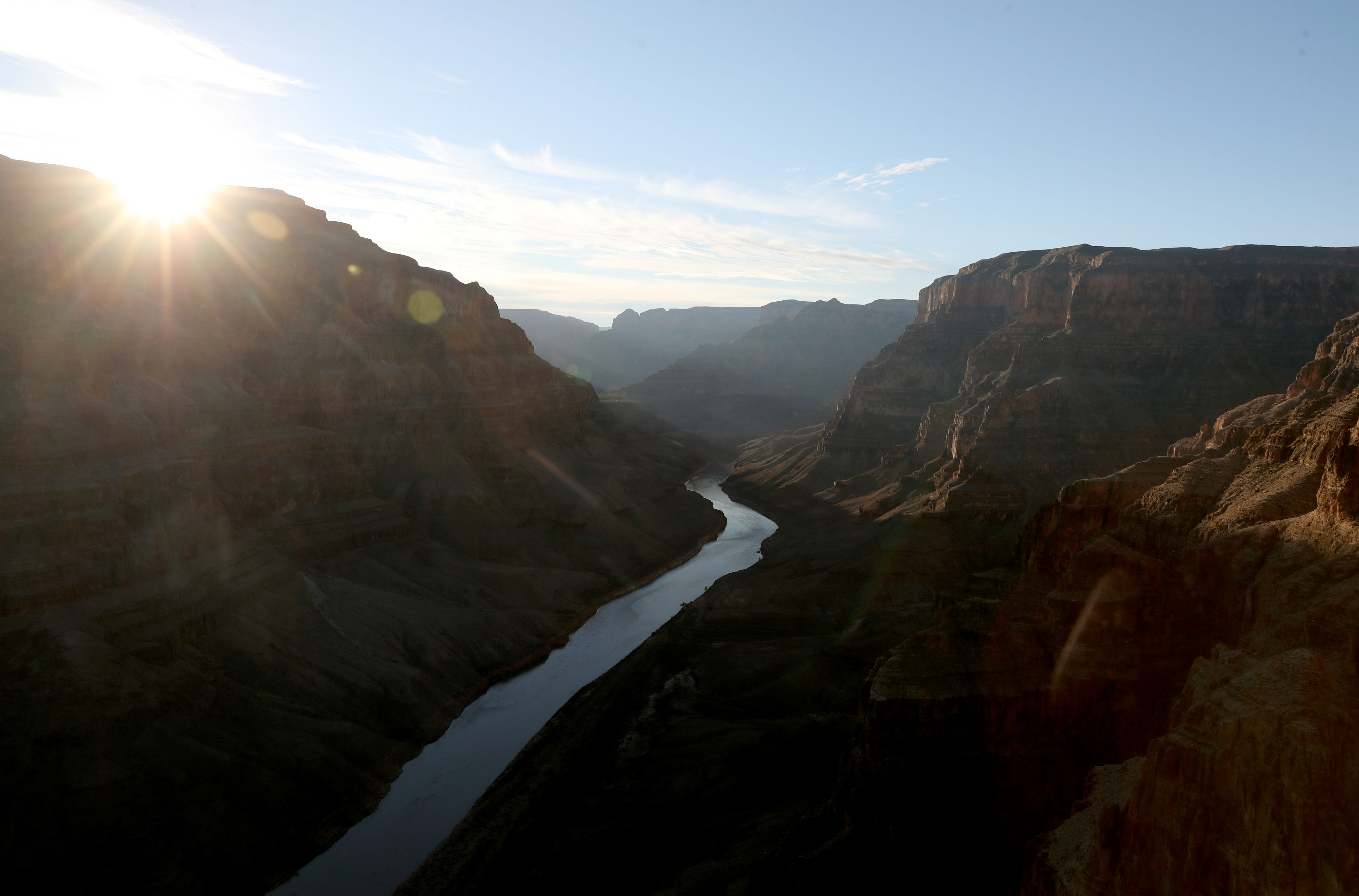 PEACH SPRINGS, ARIZONA - JANUARY 10: The Colorado River winds its way along the West Rim of the Grand Canyon in the Hualapai Indian Reservation on January 10, 2019 near Peach Springs, Arizona. (Justin Sullivan/Getty Images)
