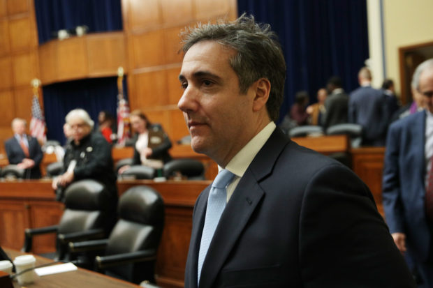 WASHINGTON, DC - FEBRUARY 27: Michael Cohen, former attorney and fixer for President Donald Trump, leaves after he testified before the House Oversight Committee on Capitol Hill February 27, 2019 in Washington, DC. Last year Cohen was sentenced to three years in prison and ordered to pay a $50,000 fine for tax evasion, making false statements to a financial institution, unlawful excessive campaign contributions and lying to Congress as part of special counsel Robert Mueller's investigation into Russian meddling in the 2016 presidential elections. (Photo by Alex Wong/Getty Images)